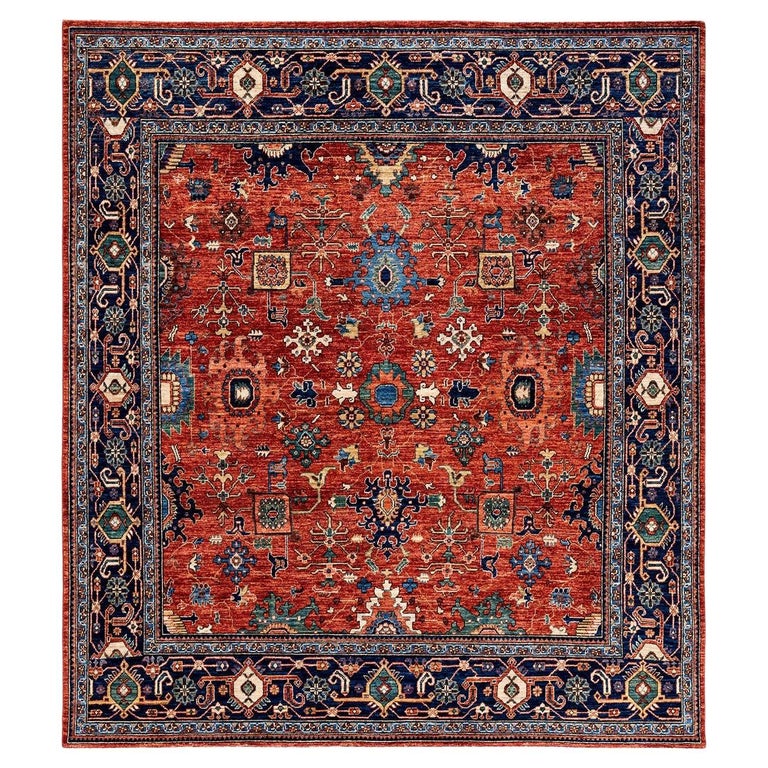 Hand Rummer Serapi, One-of-a-Kind Hand-Knotted Runner Rug, Orange For Sale at 1stDibs