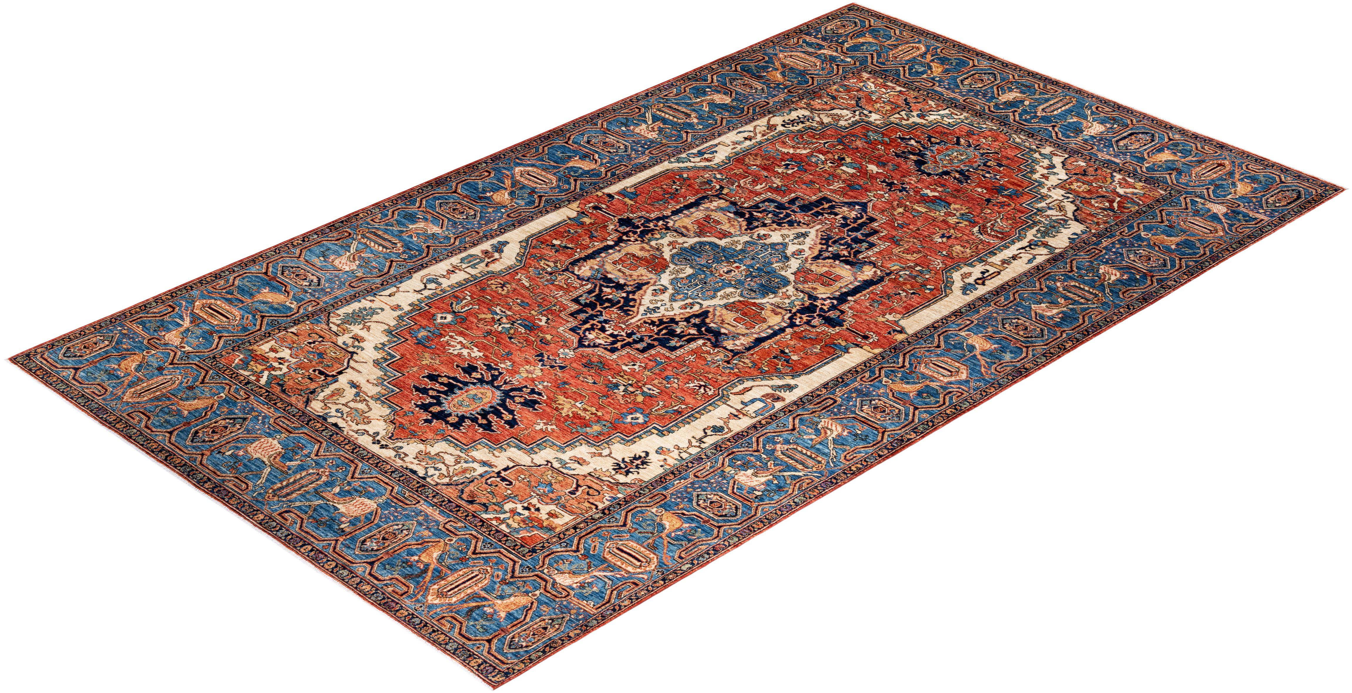 Serapi, One-of-a-kind Hand Knotted Runner Rug, Orange For Sale 1