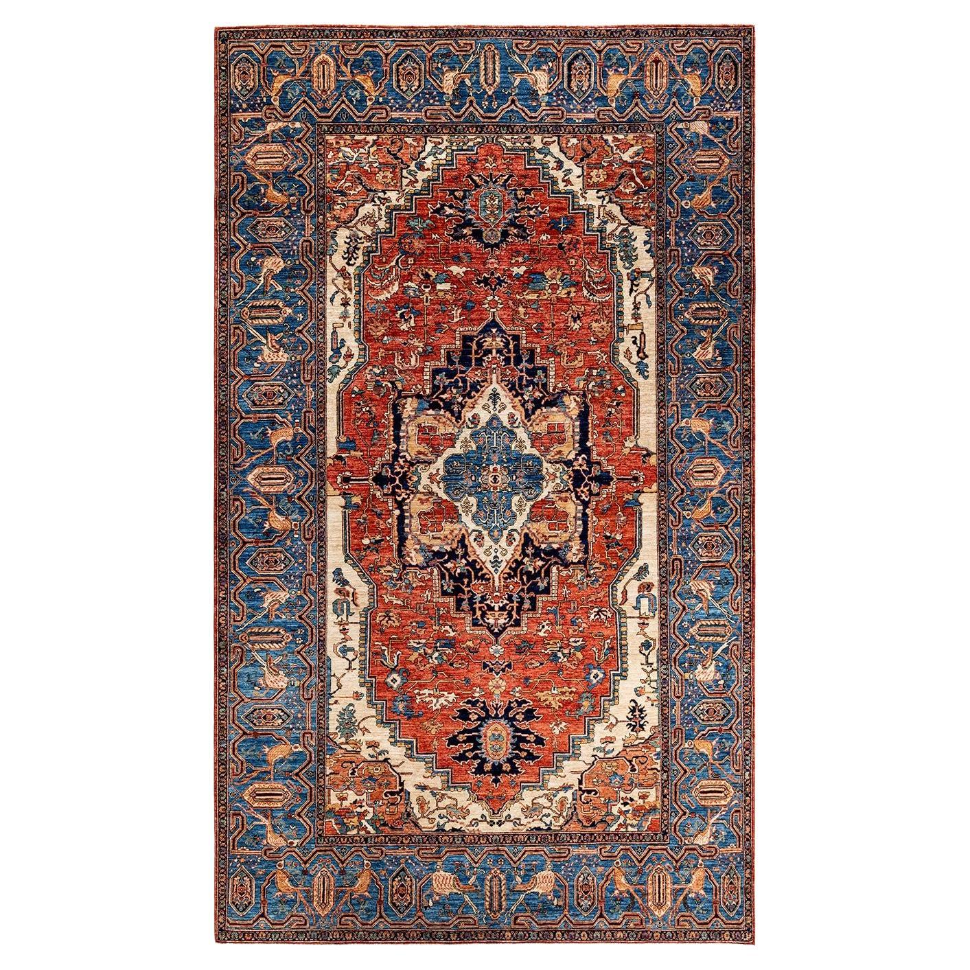Serapi, One-of-a-kind Hand Knotted Runner Rug, Orange For Sale