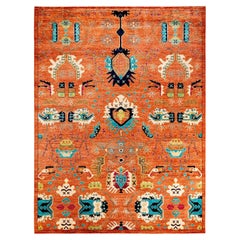 Serapi, One-of-a-kind hand knotted Runner Rug, Orange