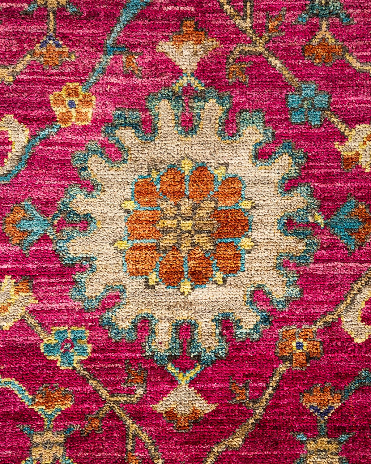 Tribal Serapi, One-of-a-kind Hand-Knotted Runner Rug, Purple For Sale