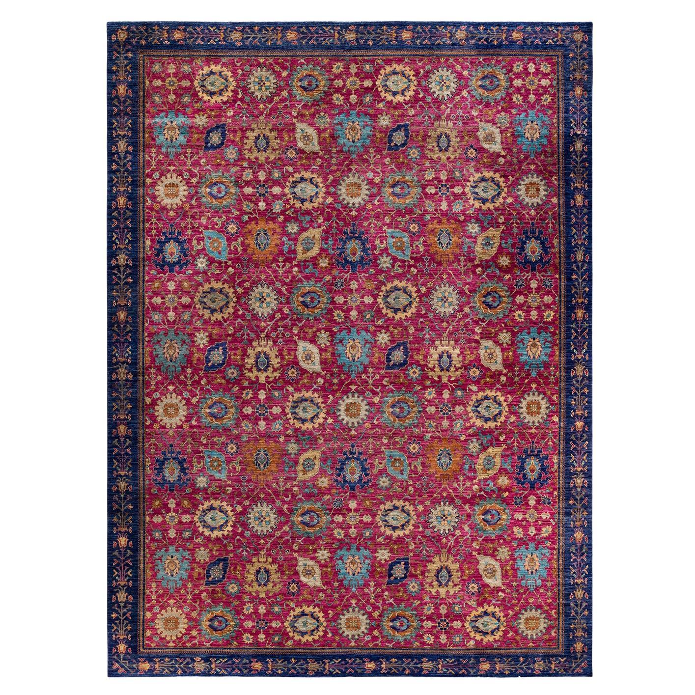Serapi, One-of-a-kind Hand-Knotted Runner Rug, Purple For Sale