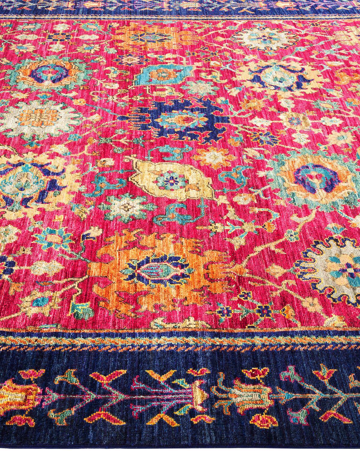 Pakistani Serapi, One-of-a-kind hand knotted Runner Rug, Purple For Sale