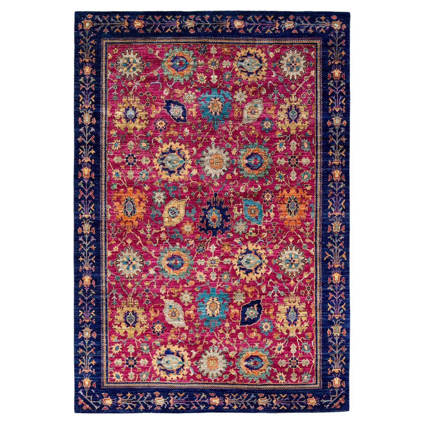 Serapi, One-of-a-kind hand knotted Runner Rug, Purple For Sale
