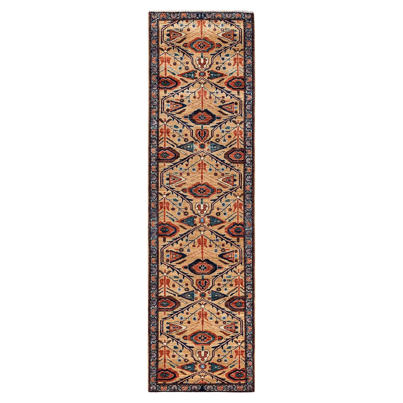 Serapi, One-of-a-kind Hand-Knotted Runner Rug, Yellow For Sale