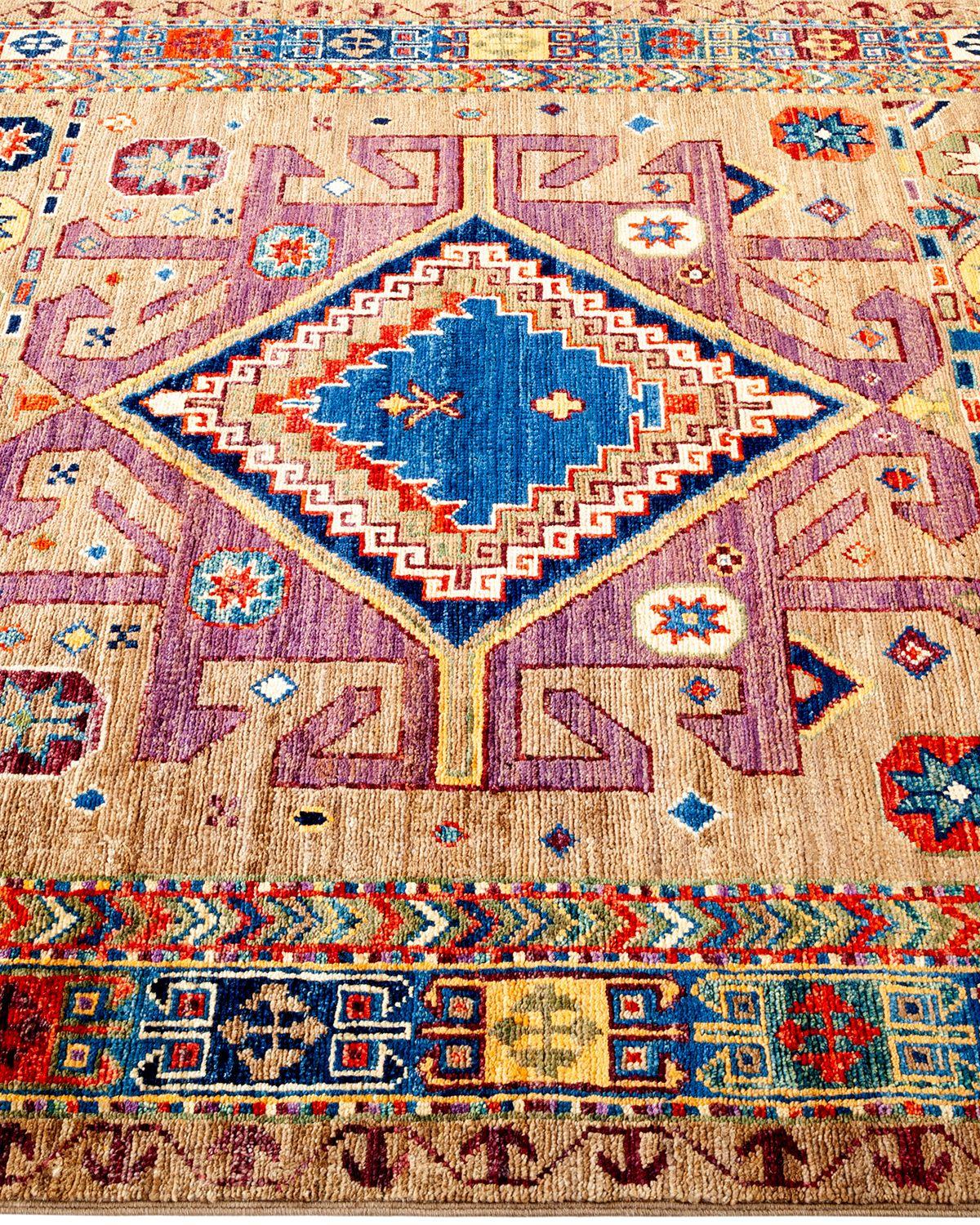 Pakistani Serapi, One-of-a-kind Hand Knotted Runner Rug, Yellow For Sale