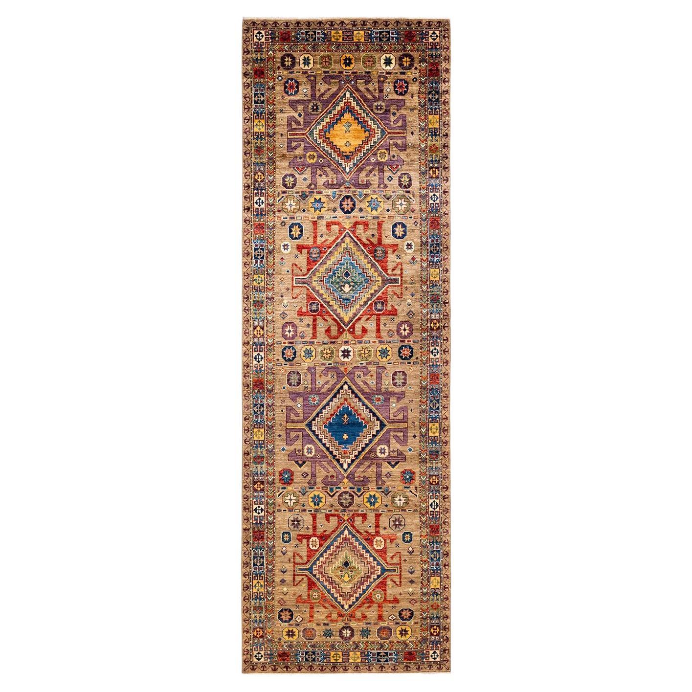 Serapi, One-of-a-kind Hand Knotted Runner Rug, Yellow For Sale