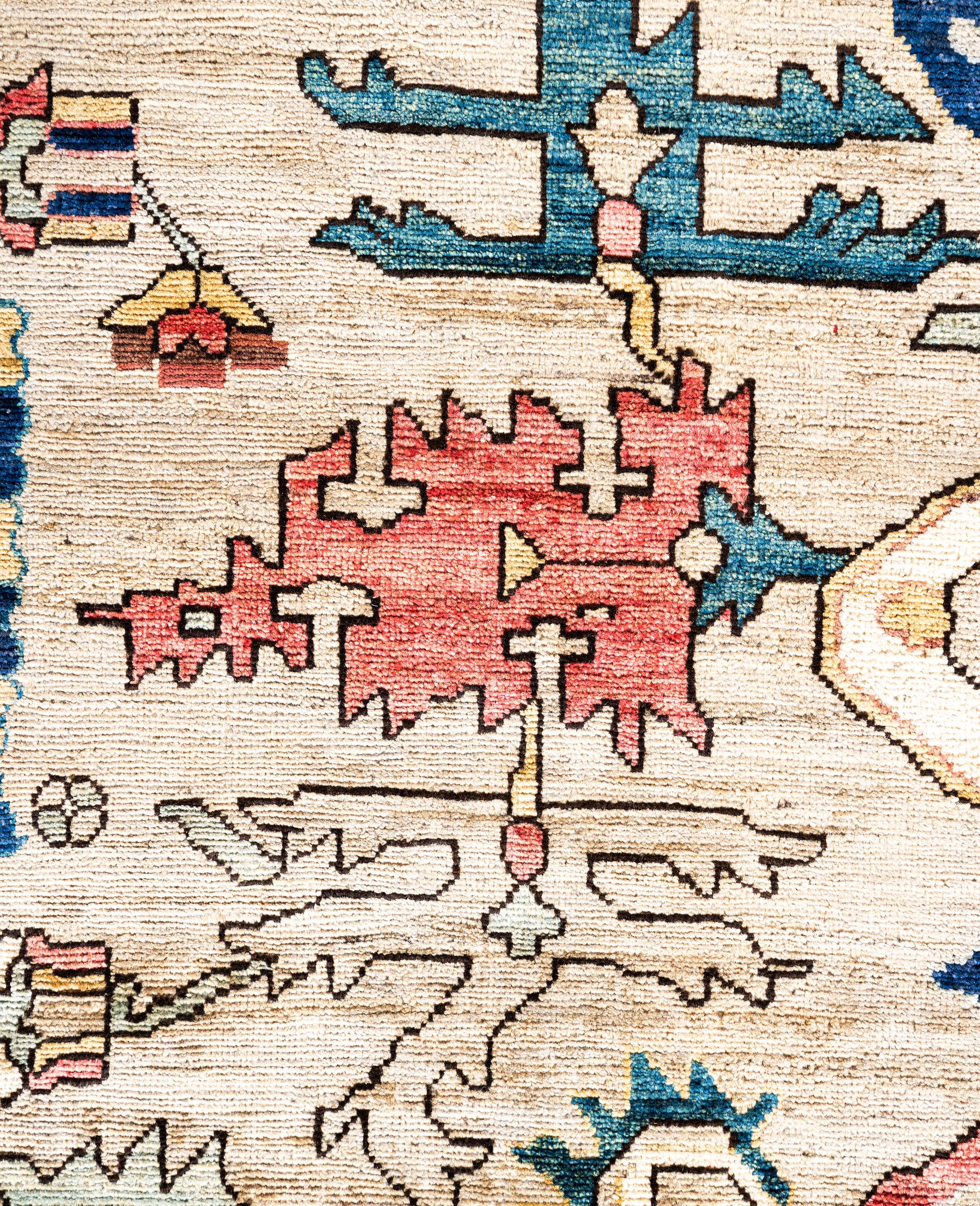 Pakistanais Serapi Tapis unique en laine beige 10' 2