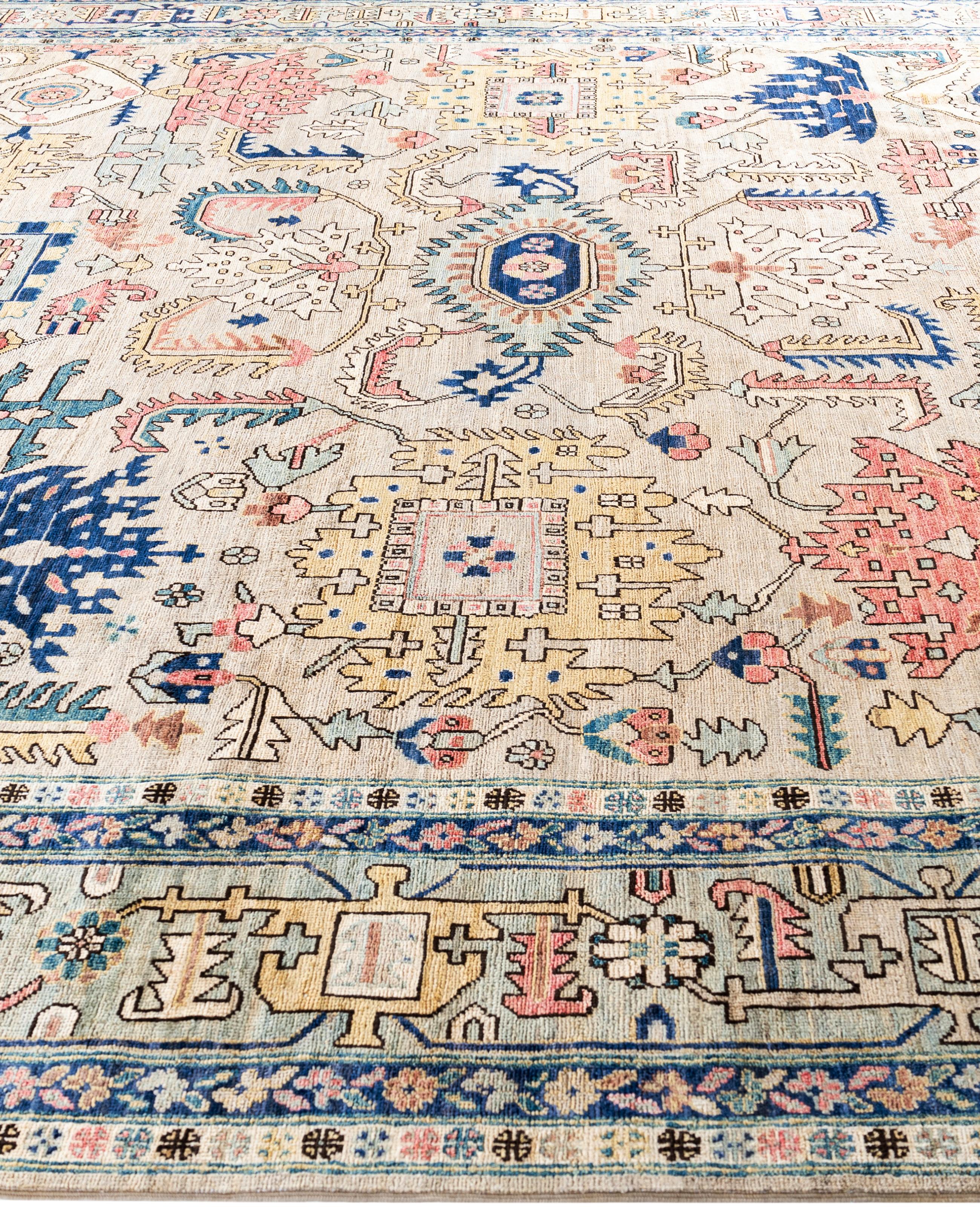 Noué à la main Serapi Tapis unique en laine beige 10' 2