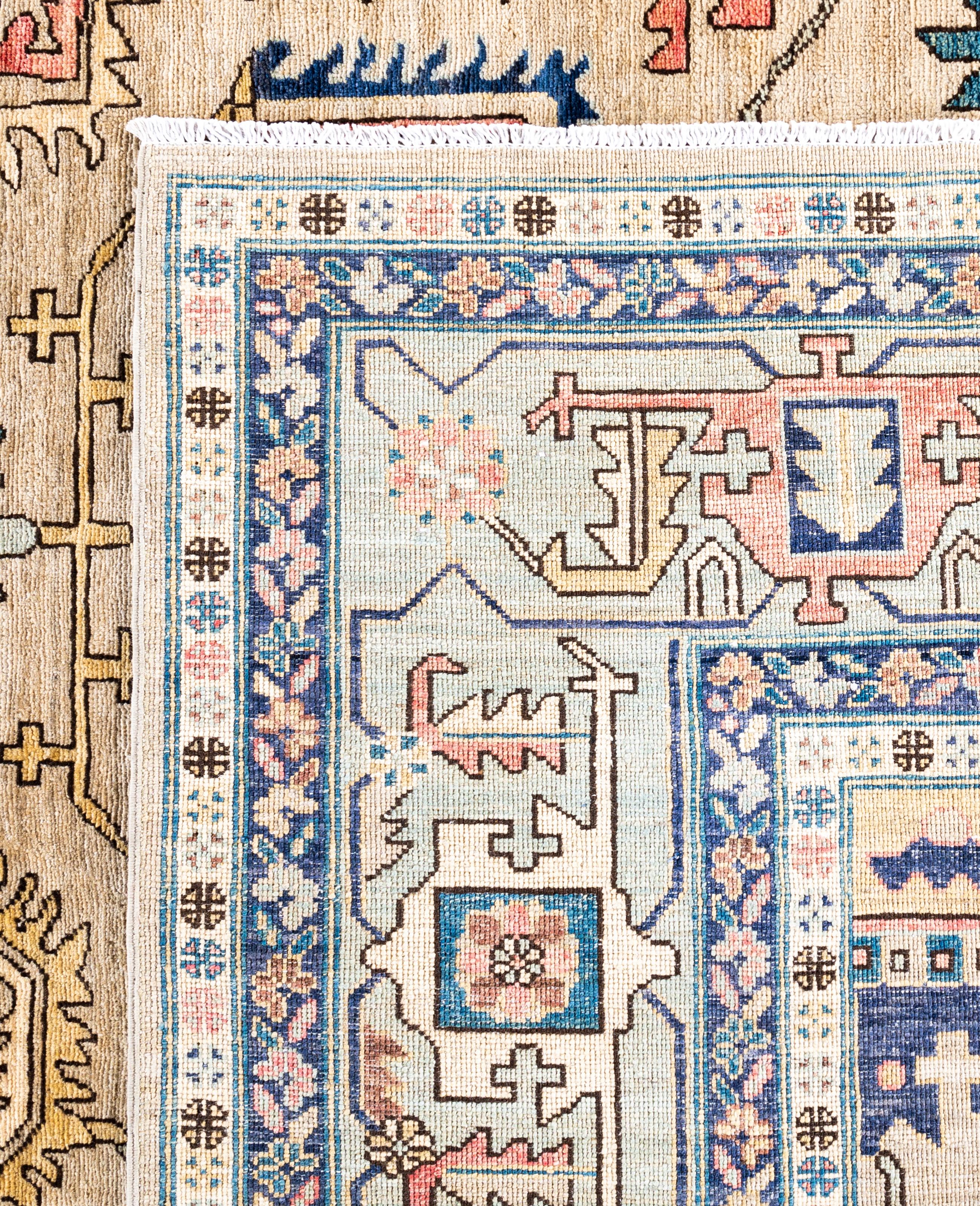 Serapi Tapis unique en laine beige 10' 2