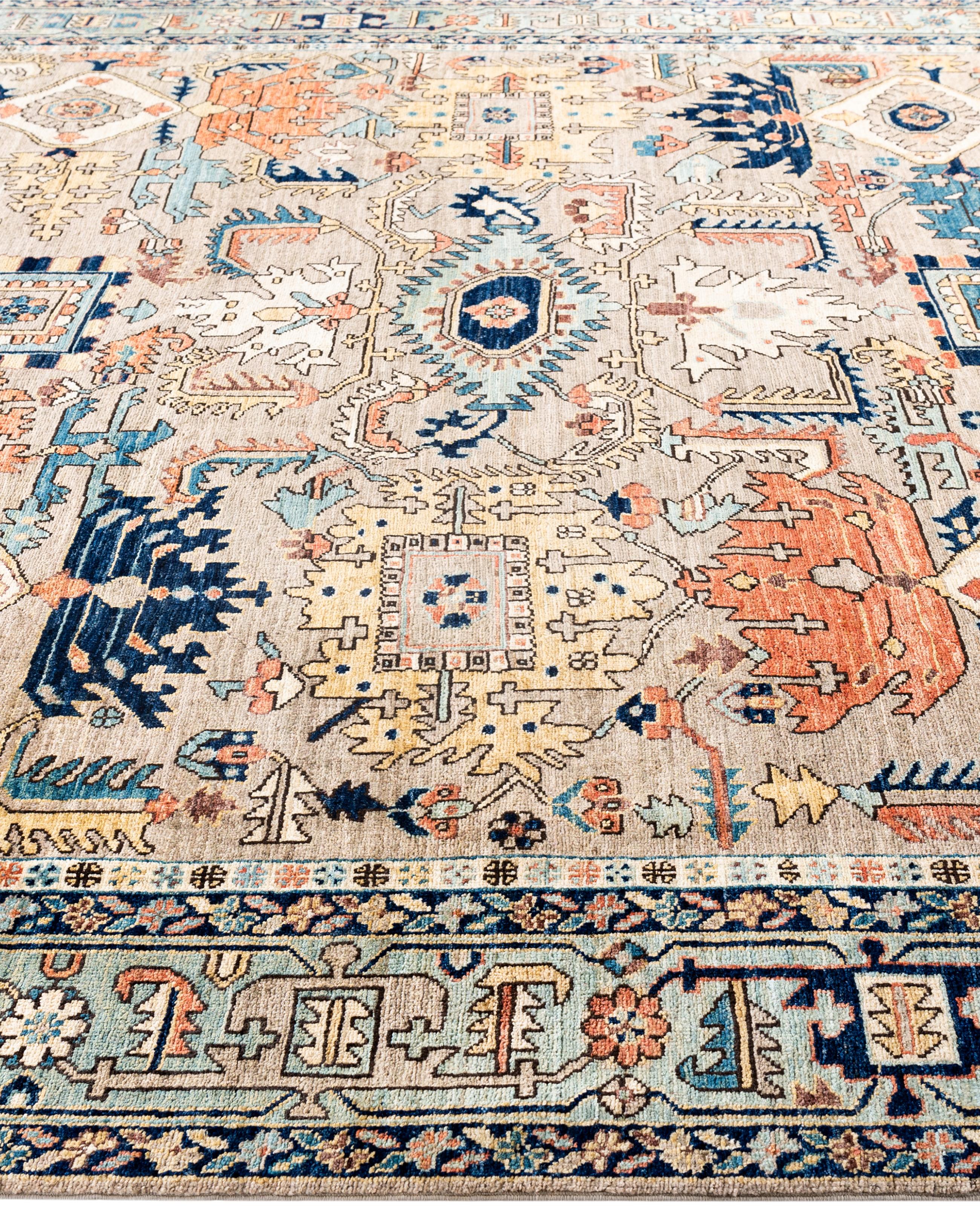 Hand-Knotted Serapi One-of-a-Kind Wool Beige Area Rug 8' 0