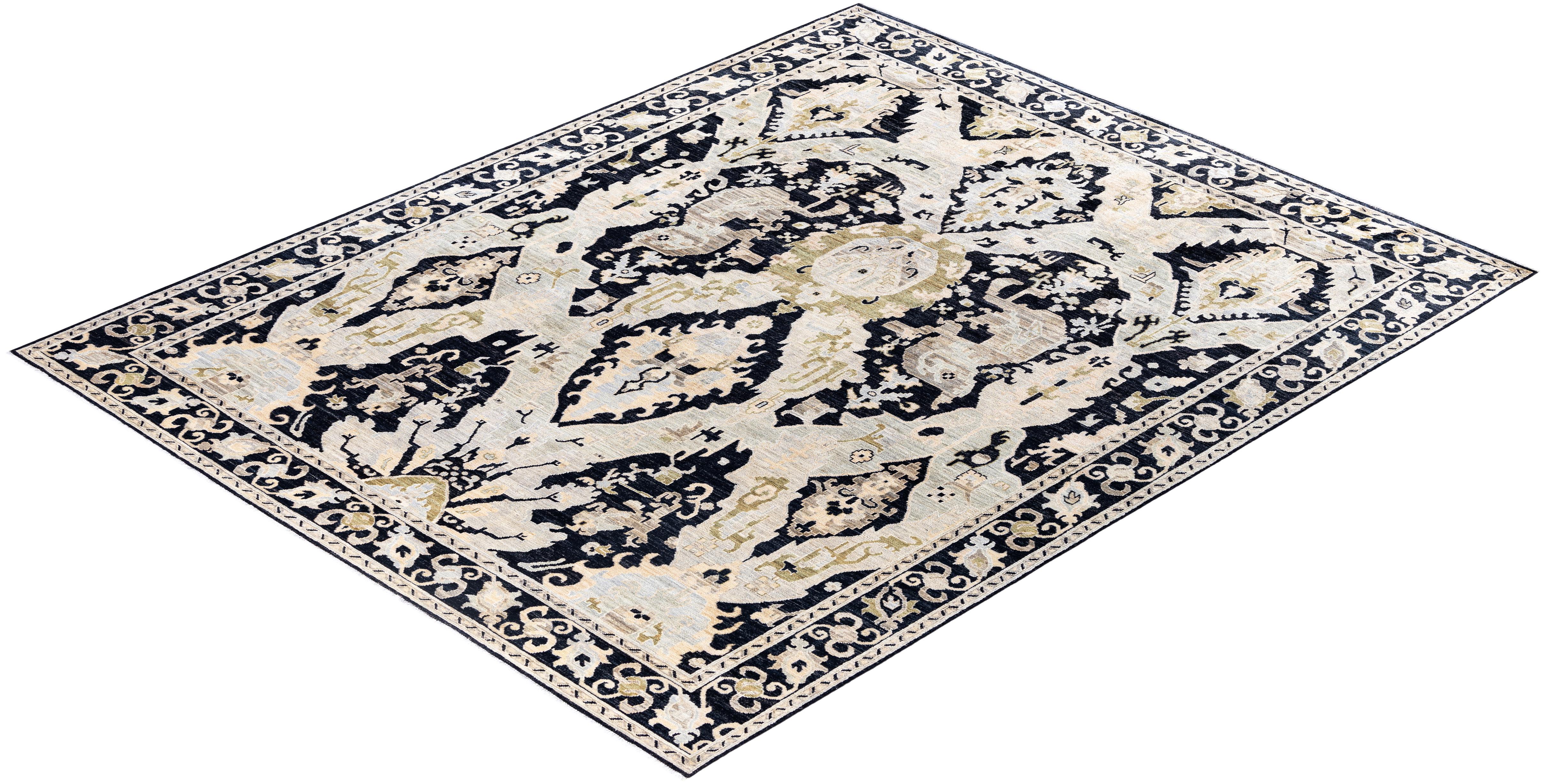 Serapi One-of-a-Kind Wool Black Area Rug 7' 11