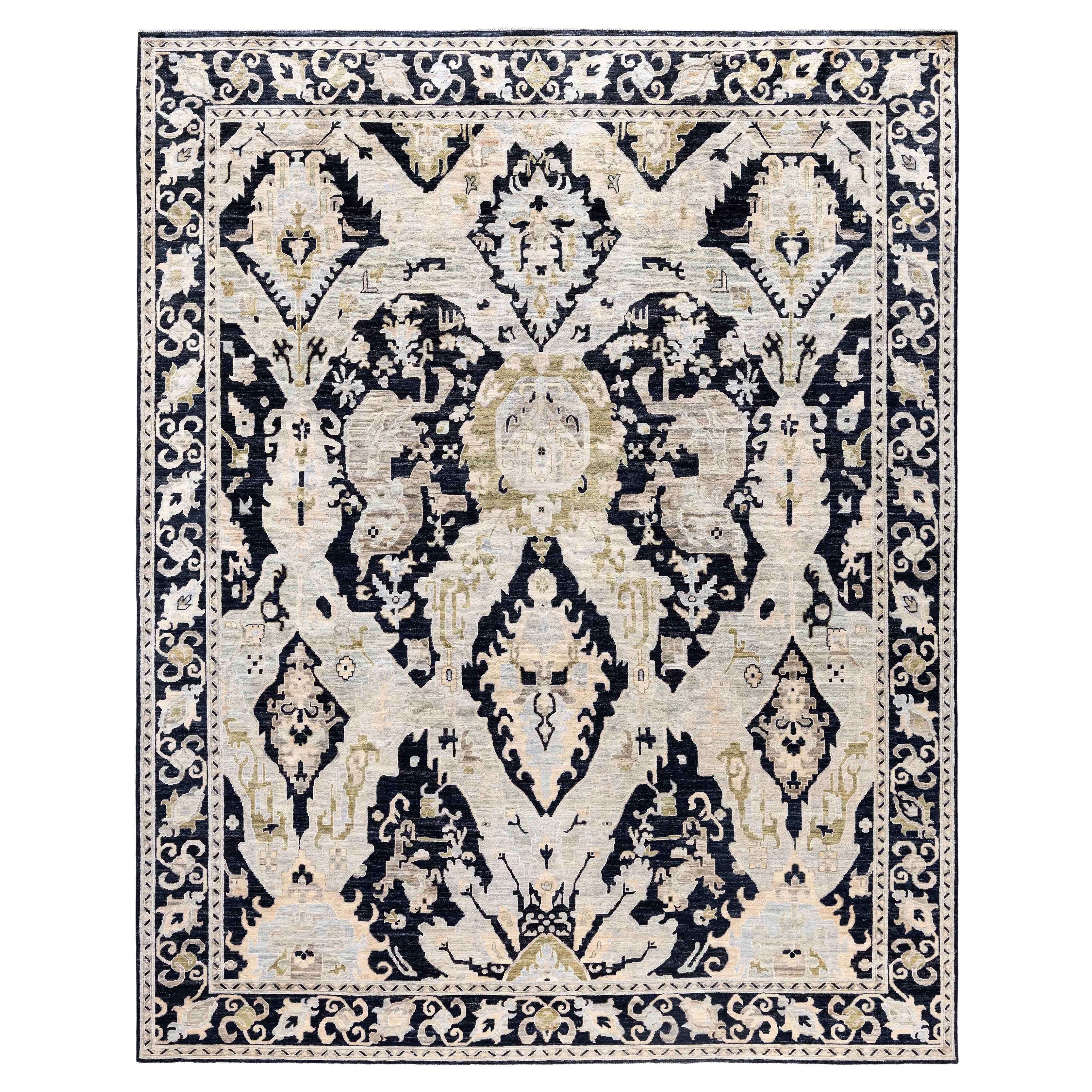 Serapi One-of-a-Kind Wool Black Area Rug 7' 11" x 9' 10" For Sale