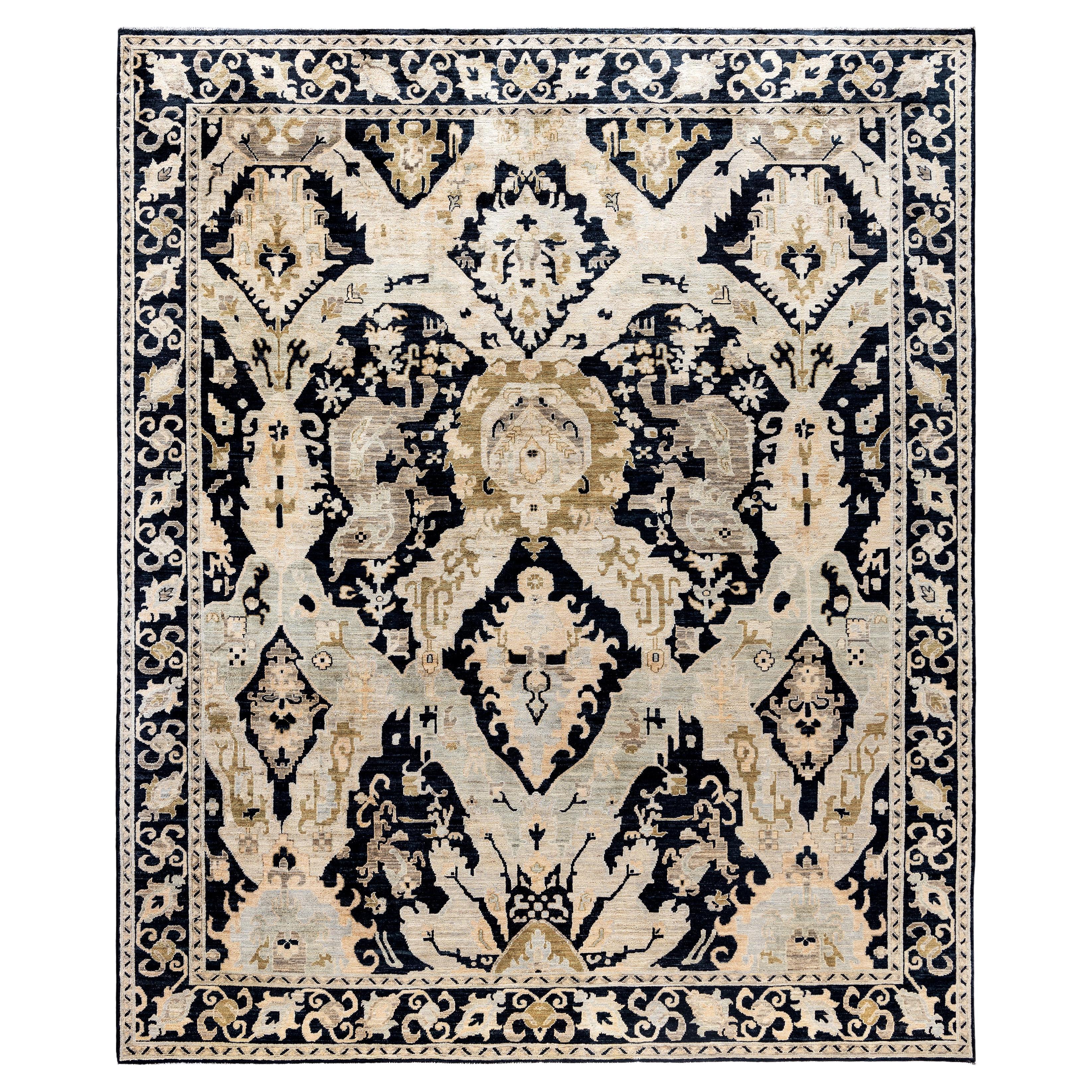 Serapi One-of-a-Kind Wool Black Area Rug 7' 11" x 9' 9" For Sale