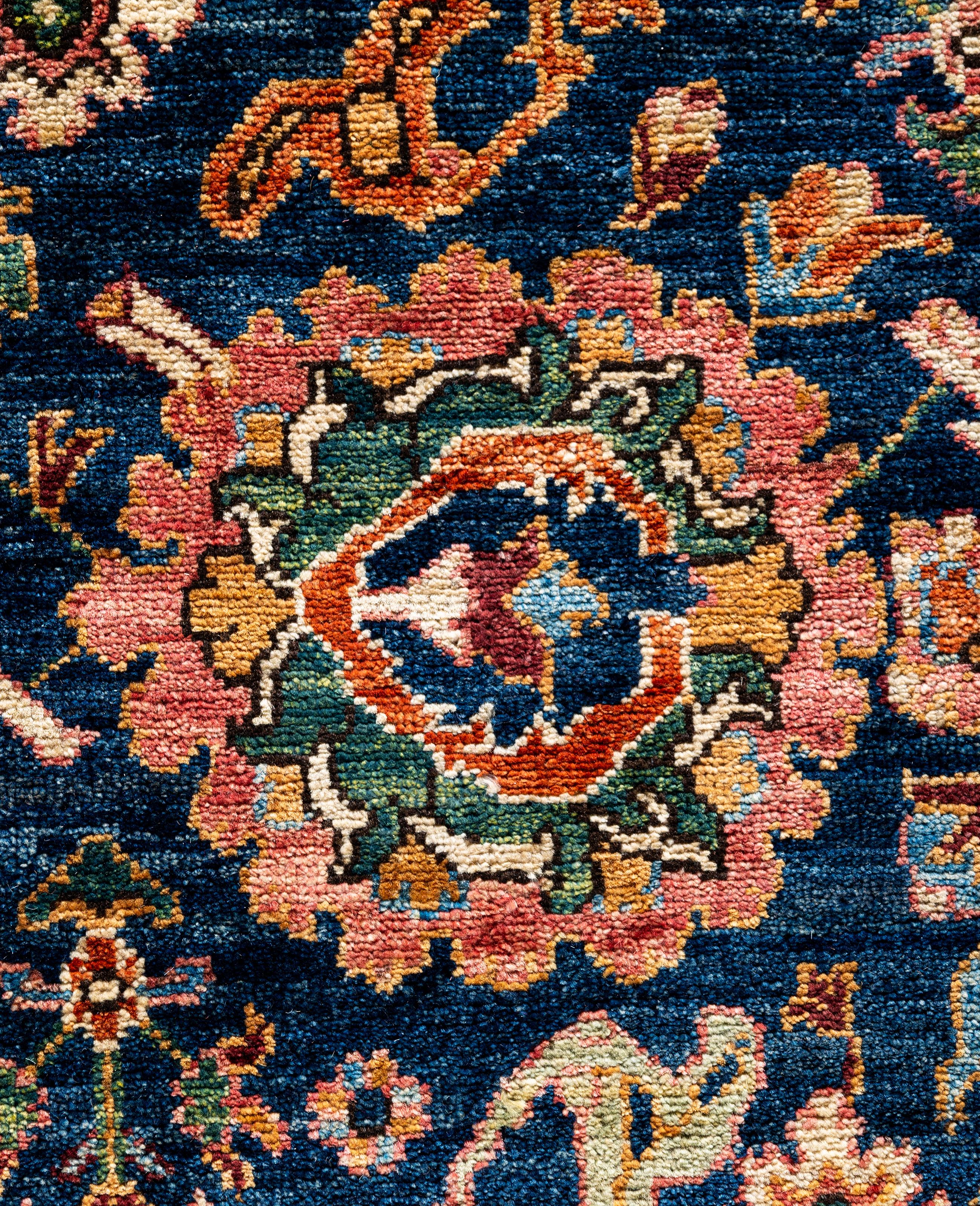 Alfombra de lana azul única Serapi 10' 0
