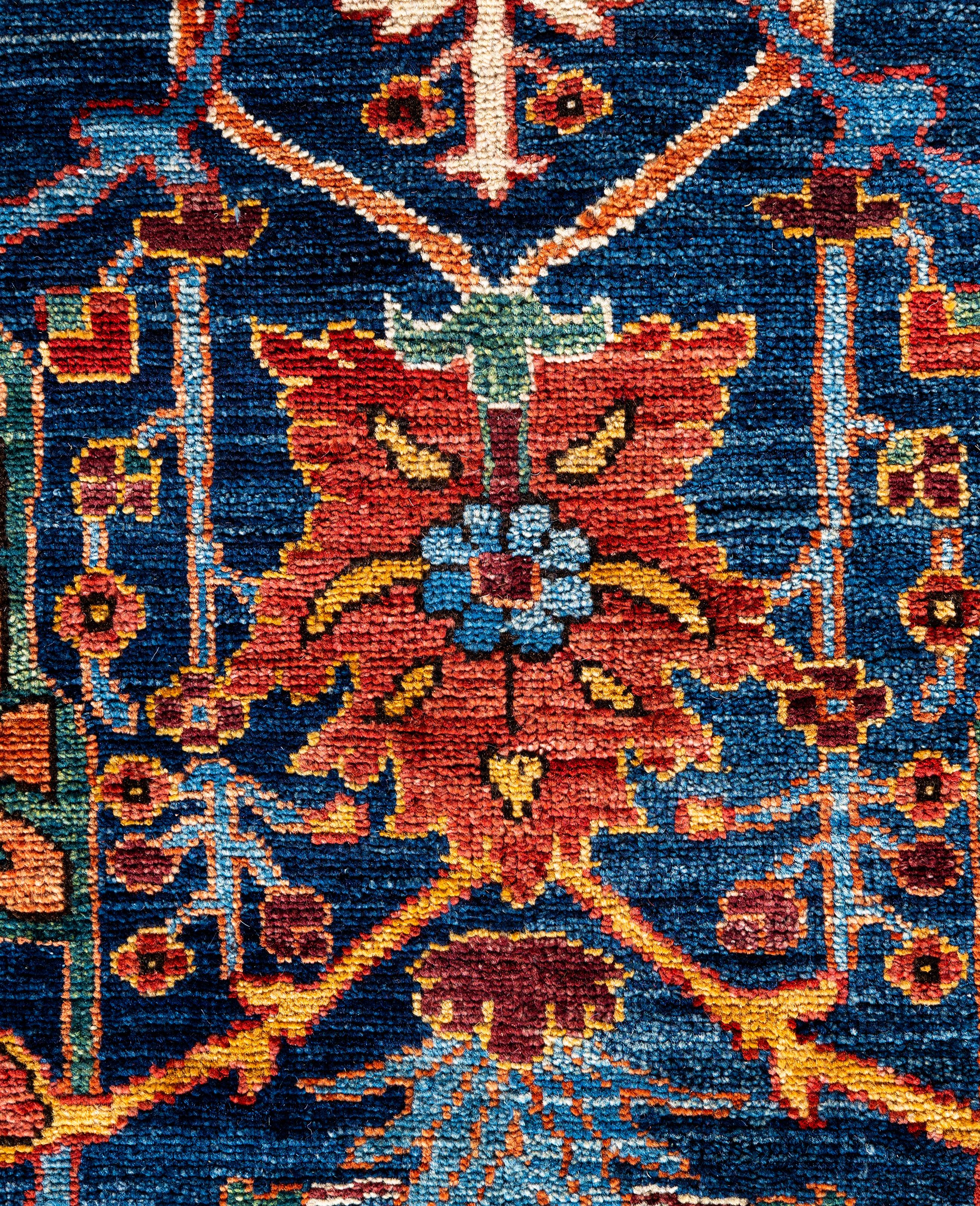 Alfombra de lana azul única Serapi 10' 0