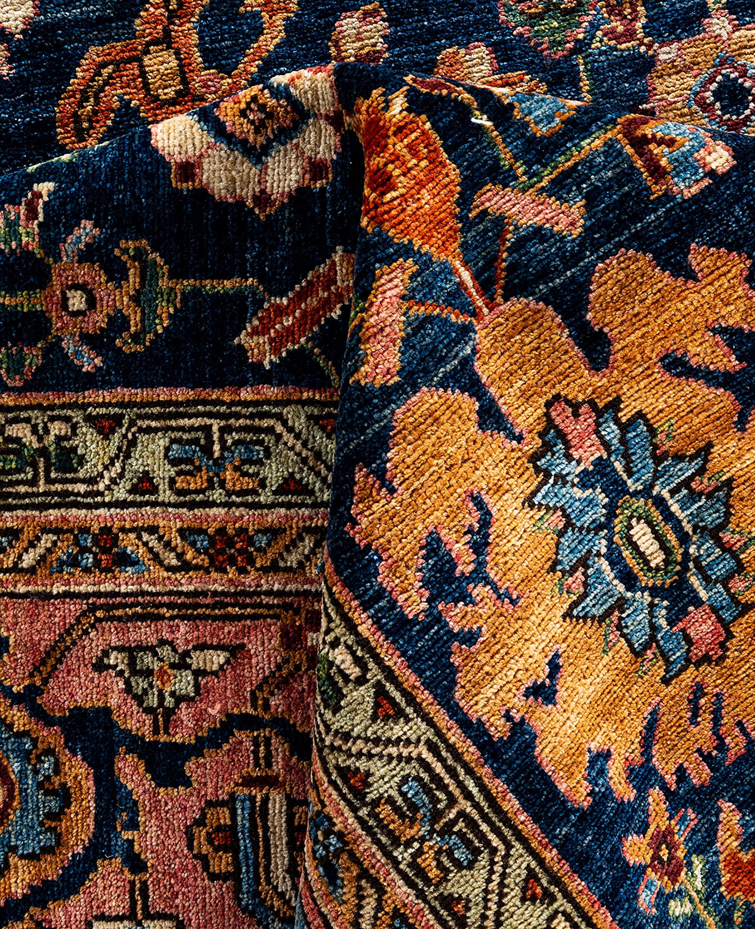 Alfombra de lana azul única Serapi 10' 0