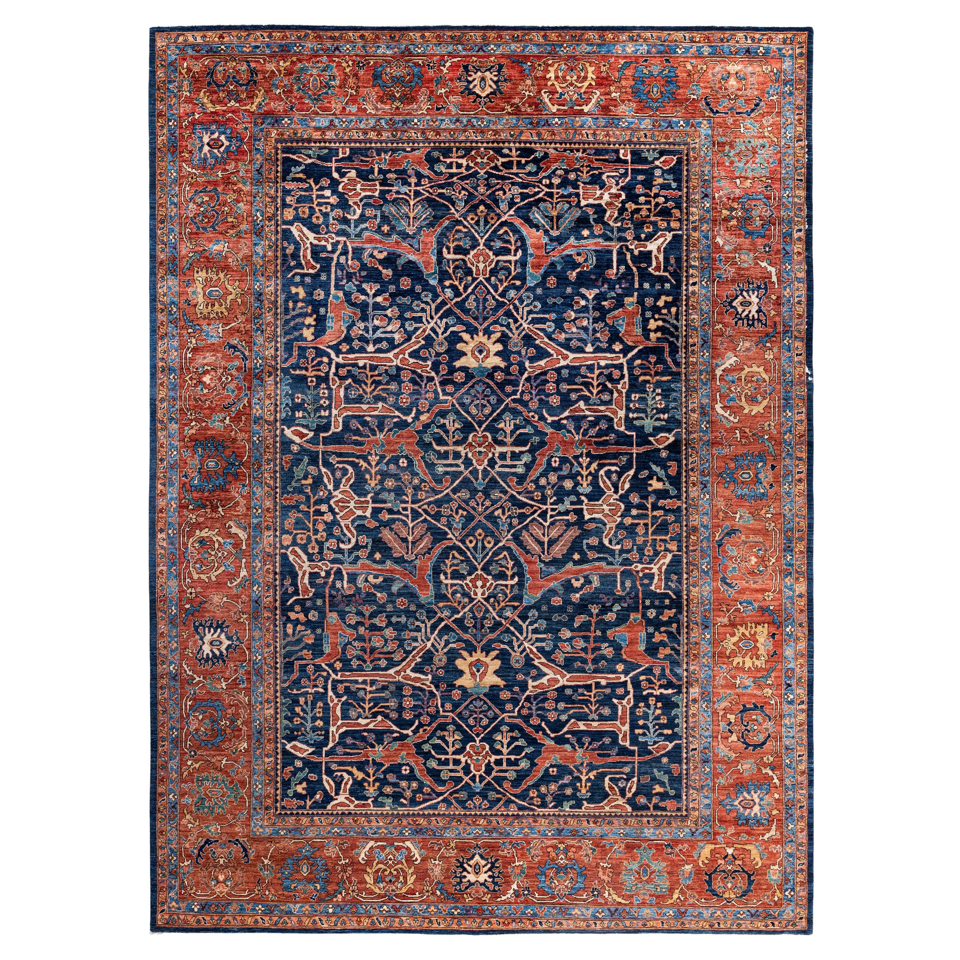 Serapi One-of-a-Kind Wool Blue Area Rug 10' 0" x 13' 8"