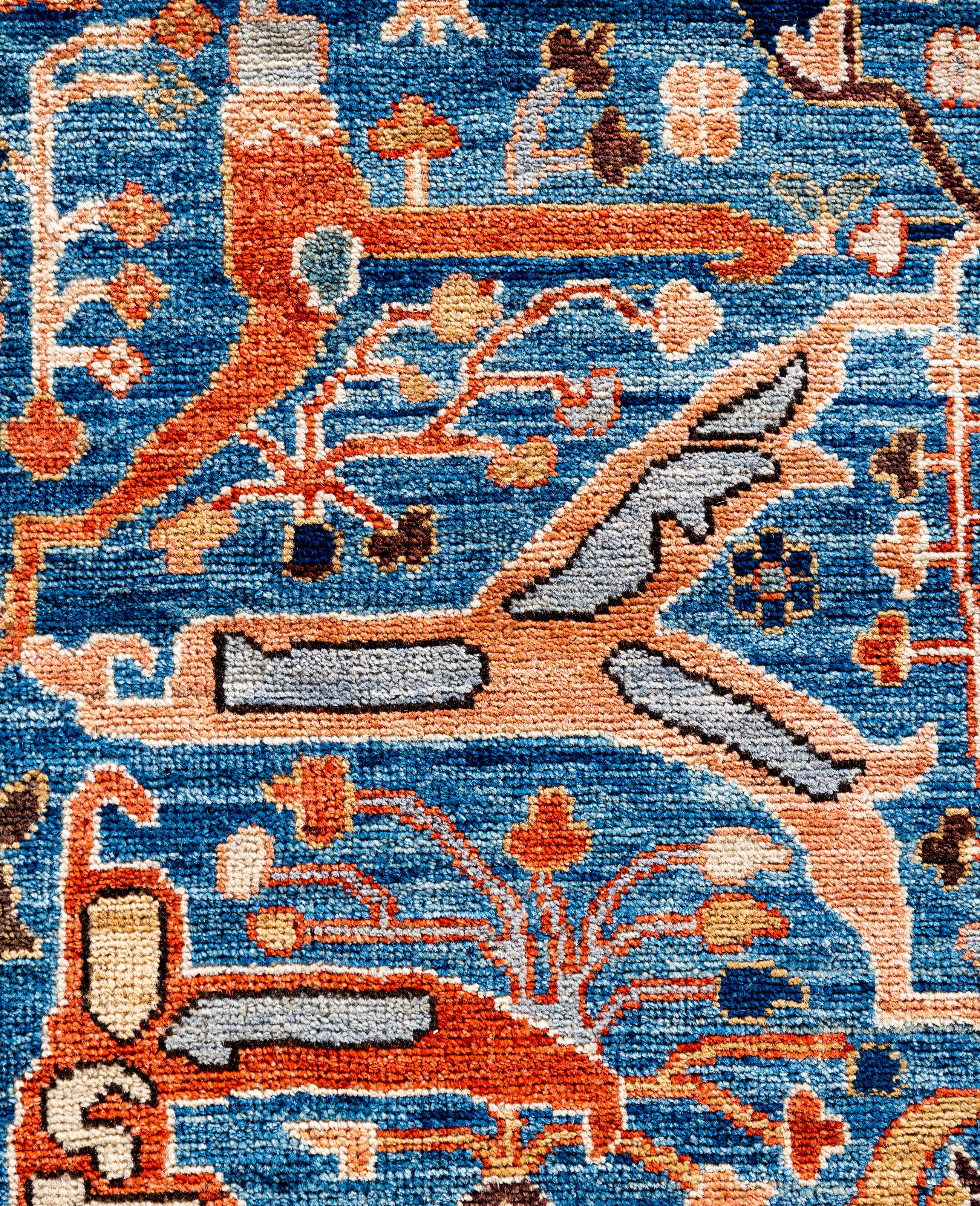 Alfombra de lana azul única Serapi 10' 0