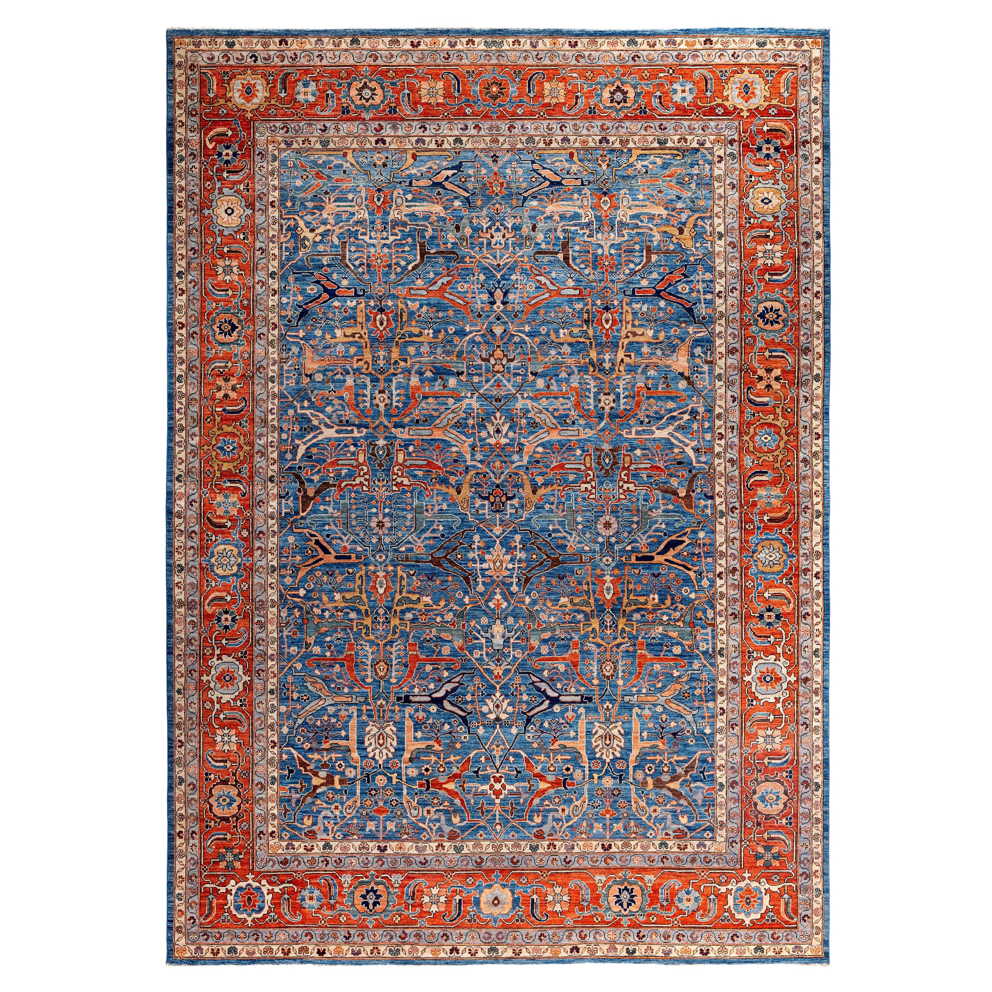 Alfombra de lana azul única Serapi 10' 0" x 14' 2"