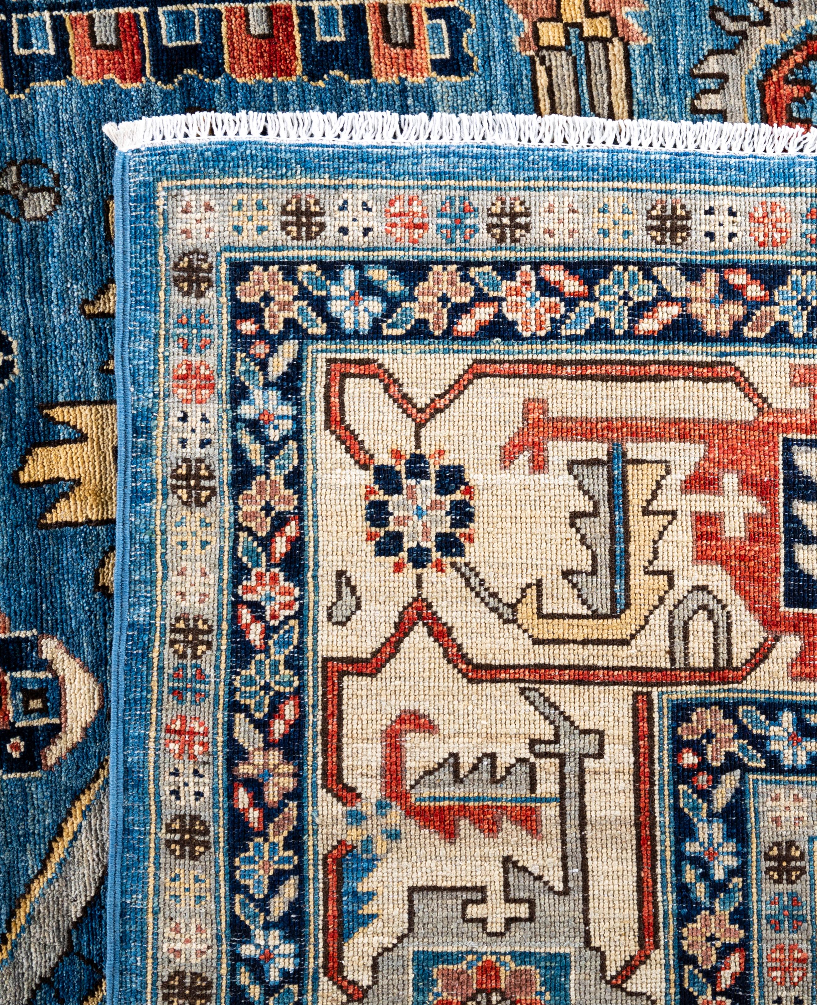 Serapi One-of-a-Kind Wool Blue Area Rug 10' 1