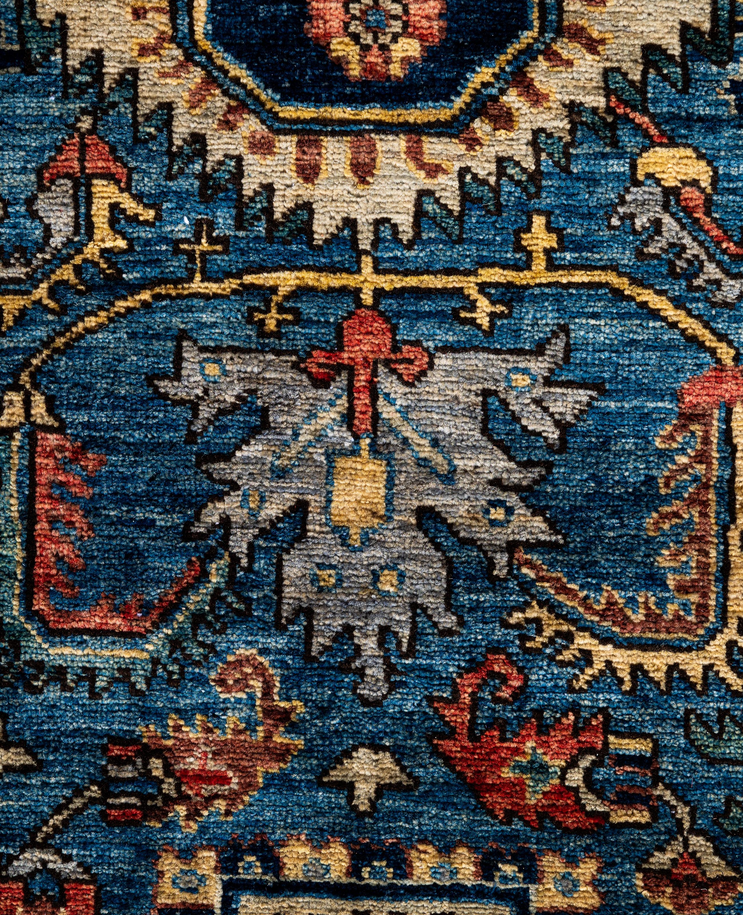 Serapi One-of-a-Kind Wolle Blau Bereich Teppich 3' 11