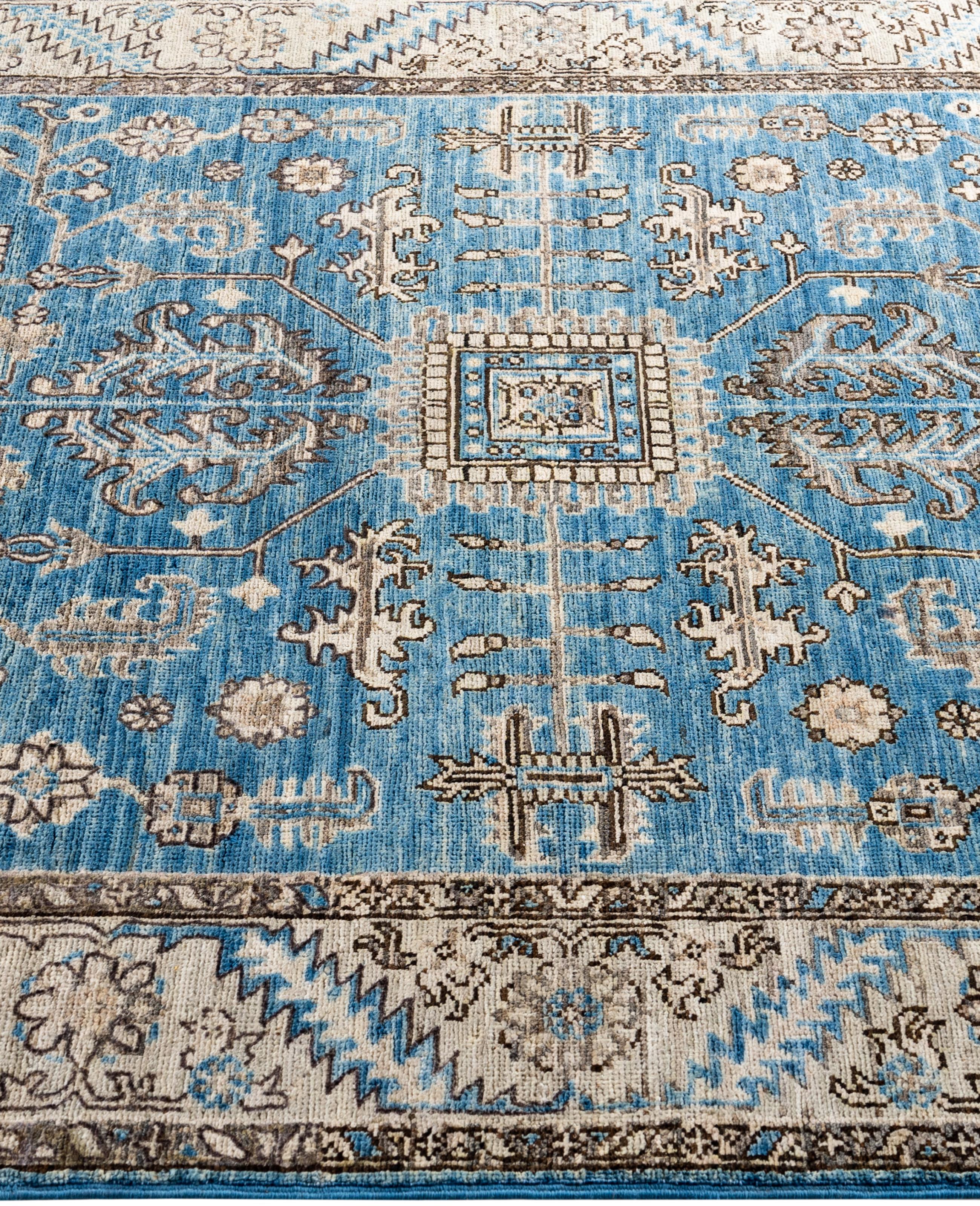 Serapi One-of-a-Kind Wolle Blau Bereich Teppich 3' 11
