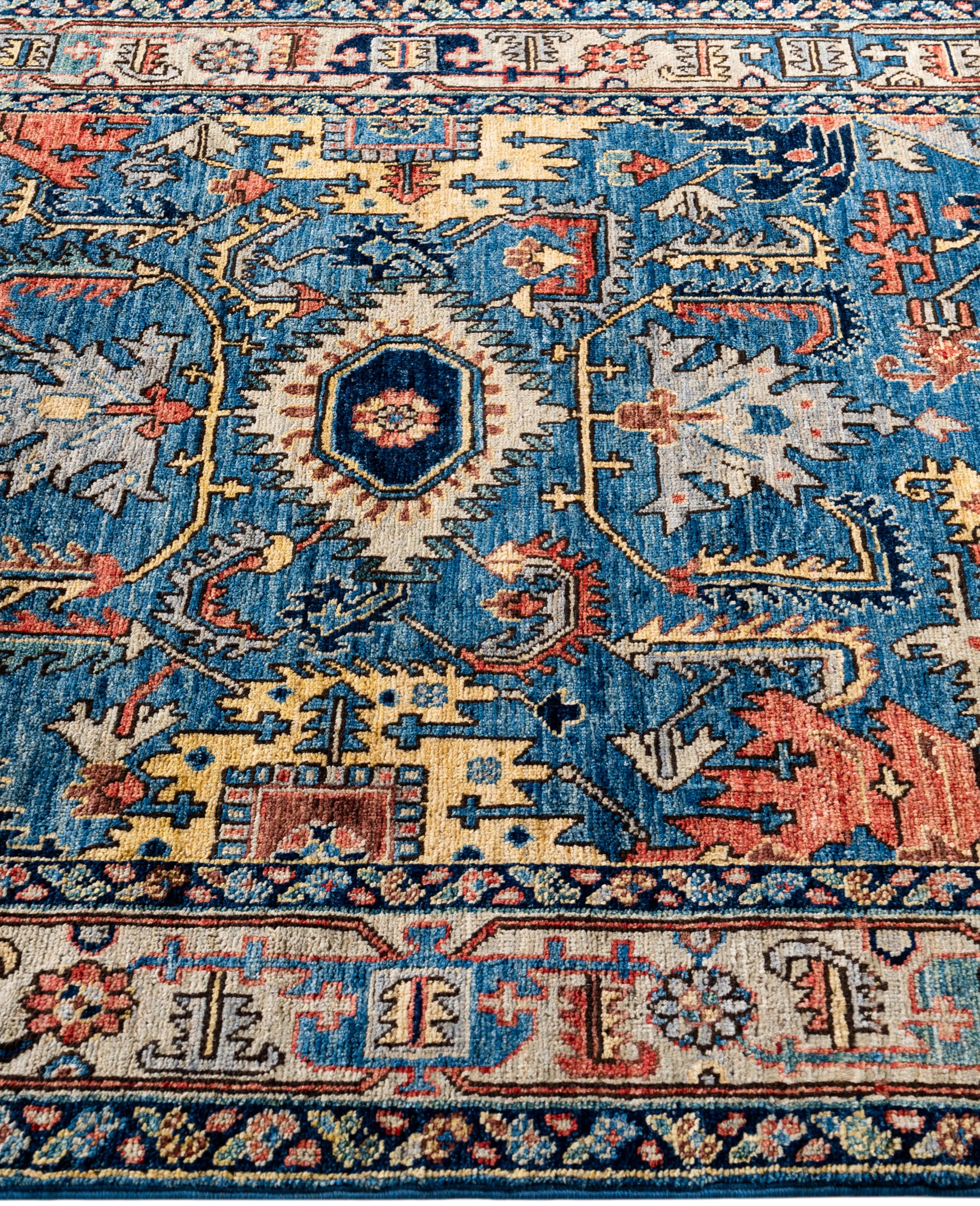 Serapi One-of-a-Kind Wolle Blau Bereich Teppich 3' 11
