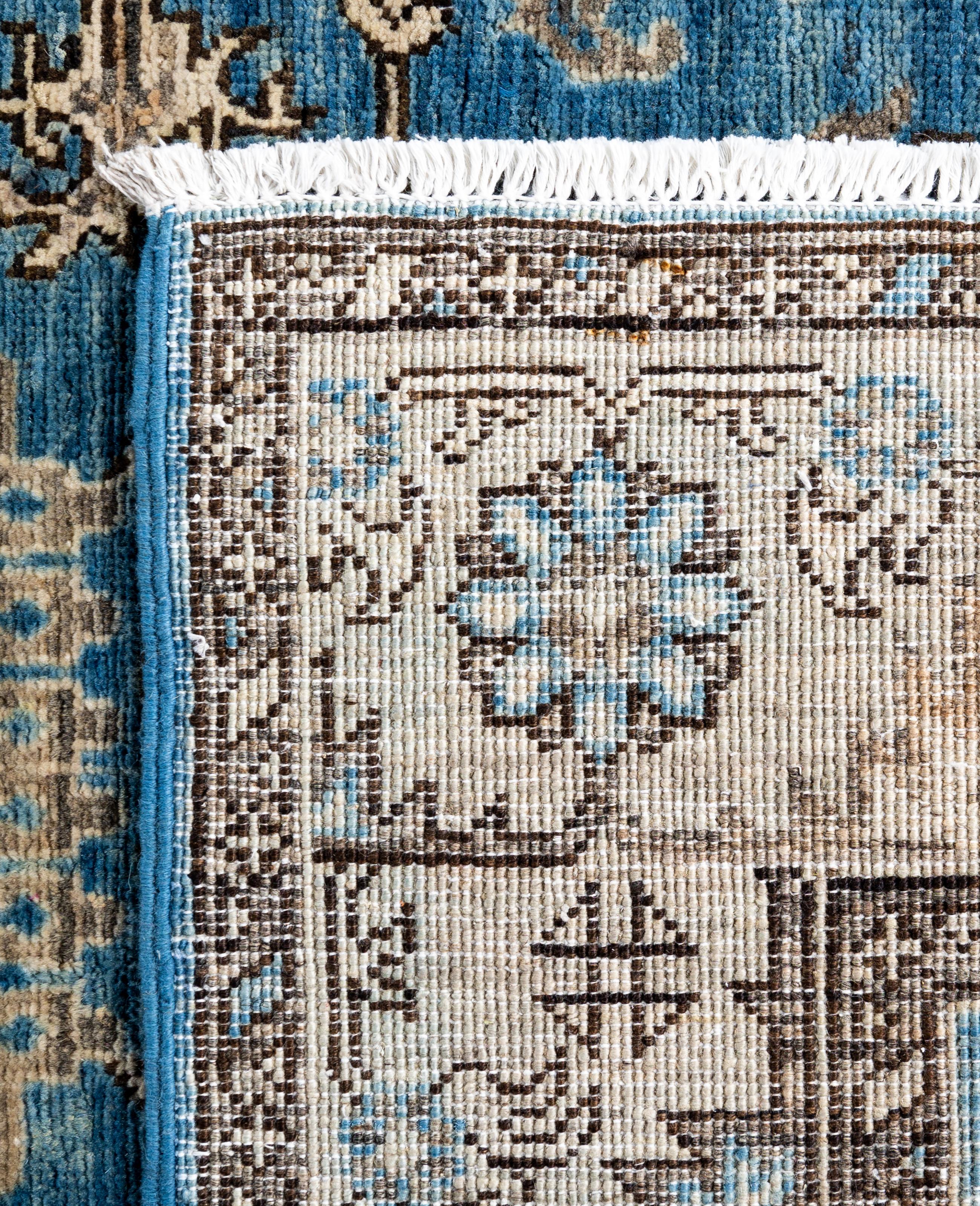 Serapi One-of-a-Kind Wolle Blau Bereich Teppich 3' 11