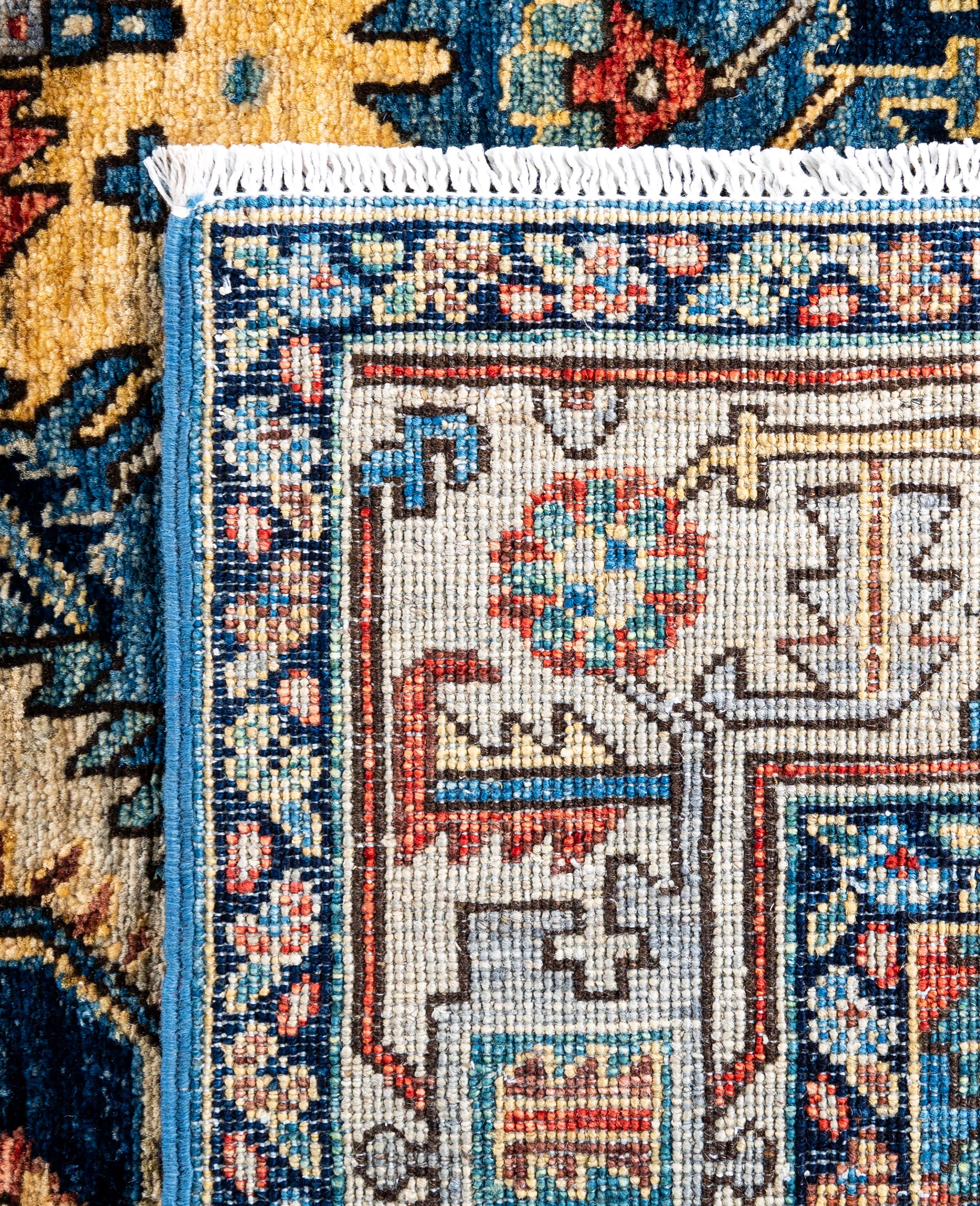 Serapi One-of-a-Kind Wolle Blau Bereich Teppich 3' 11