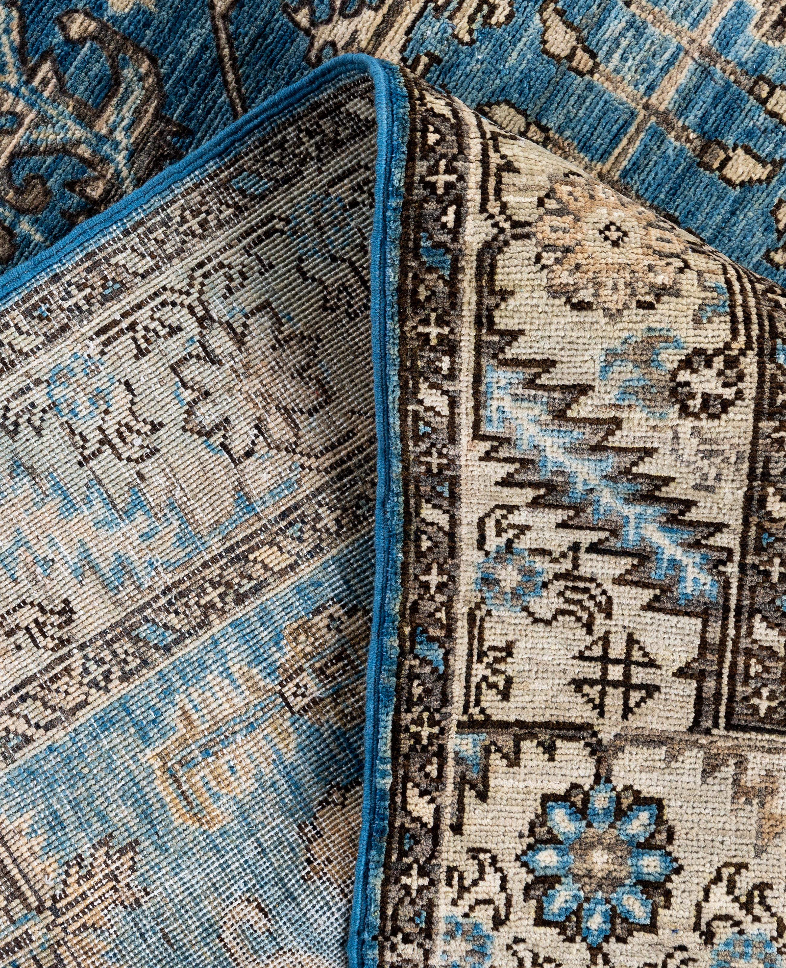 Serapi One-of-a-Kind Wolle Blau Bereich Teppich 3' 11