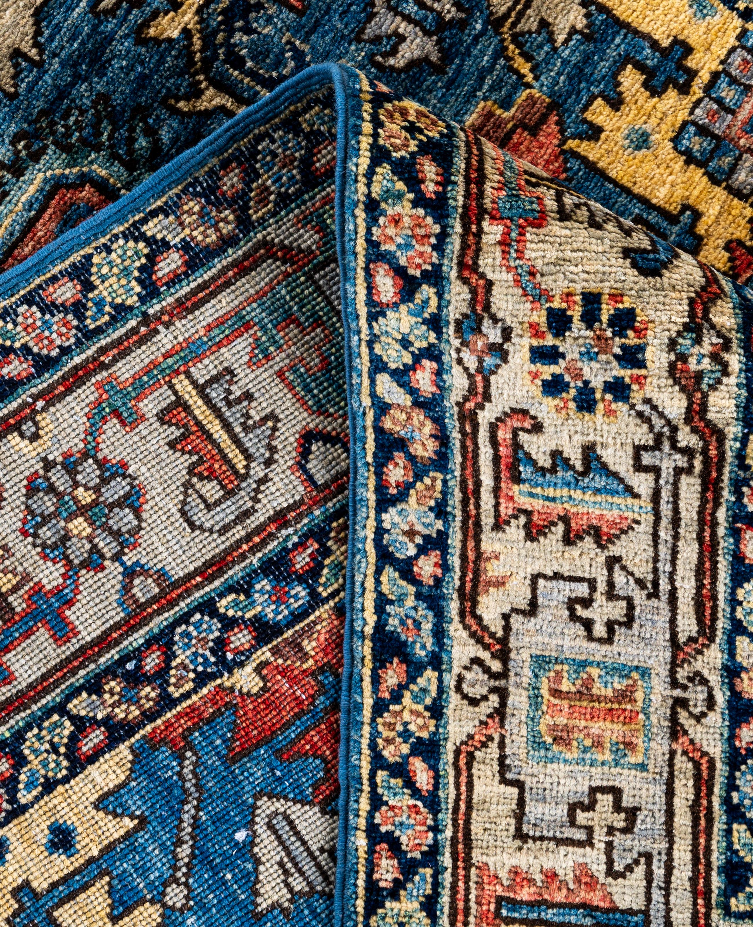 Serapi One-of-a-Kind Wolle Blau Bereich Teppich 3' 11