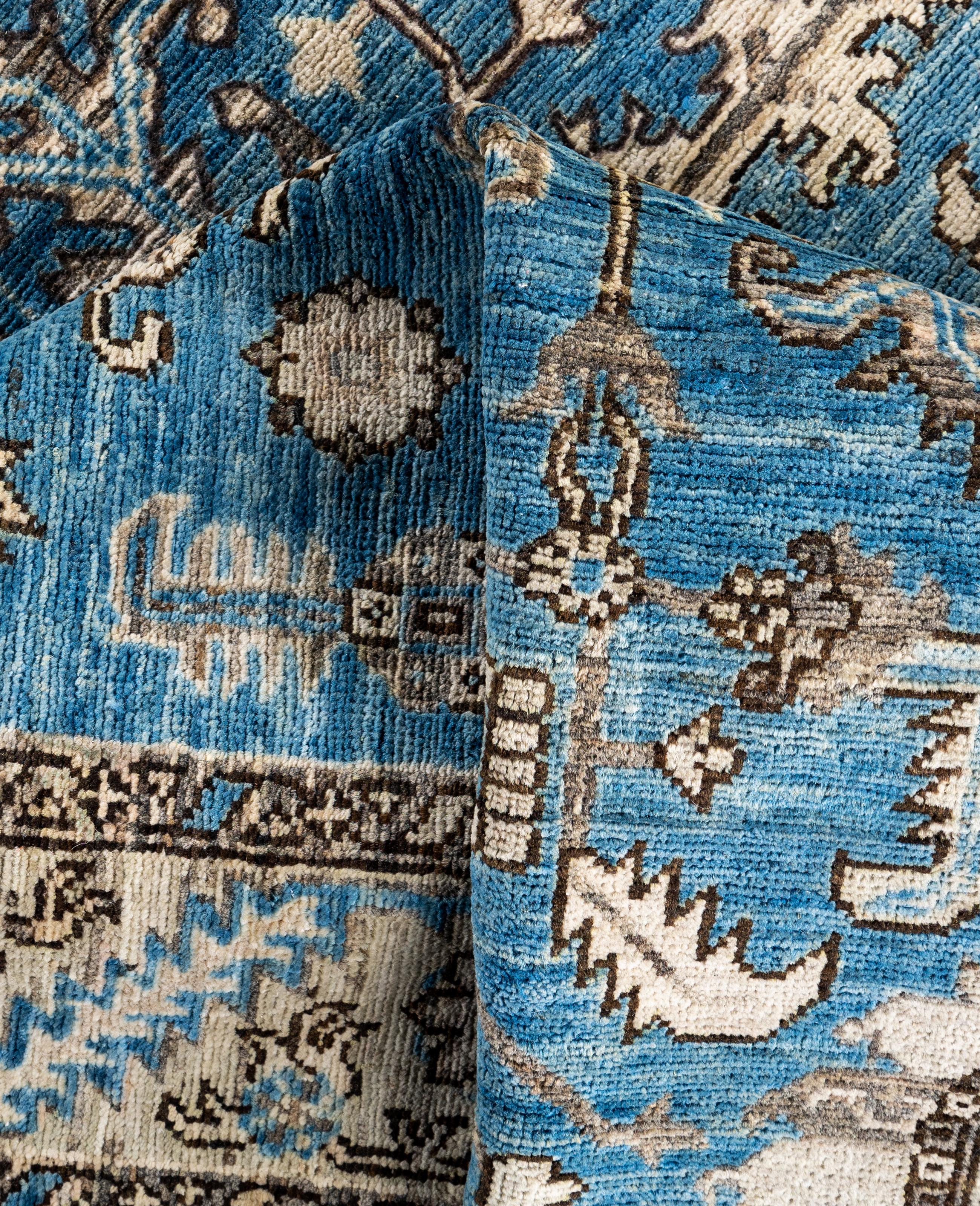 Serapi One-of-a-Kind Wolle Blau Bereich Teppich 3' 11
