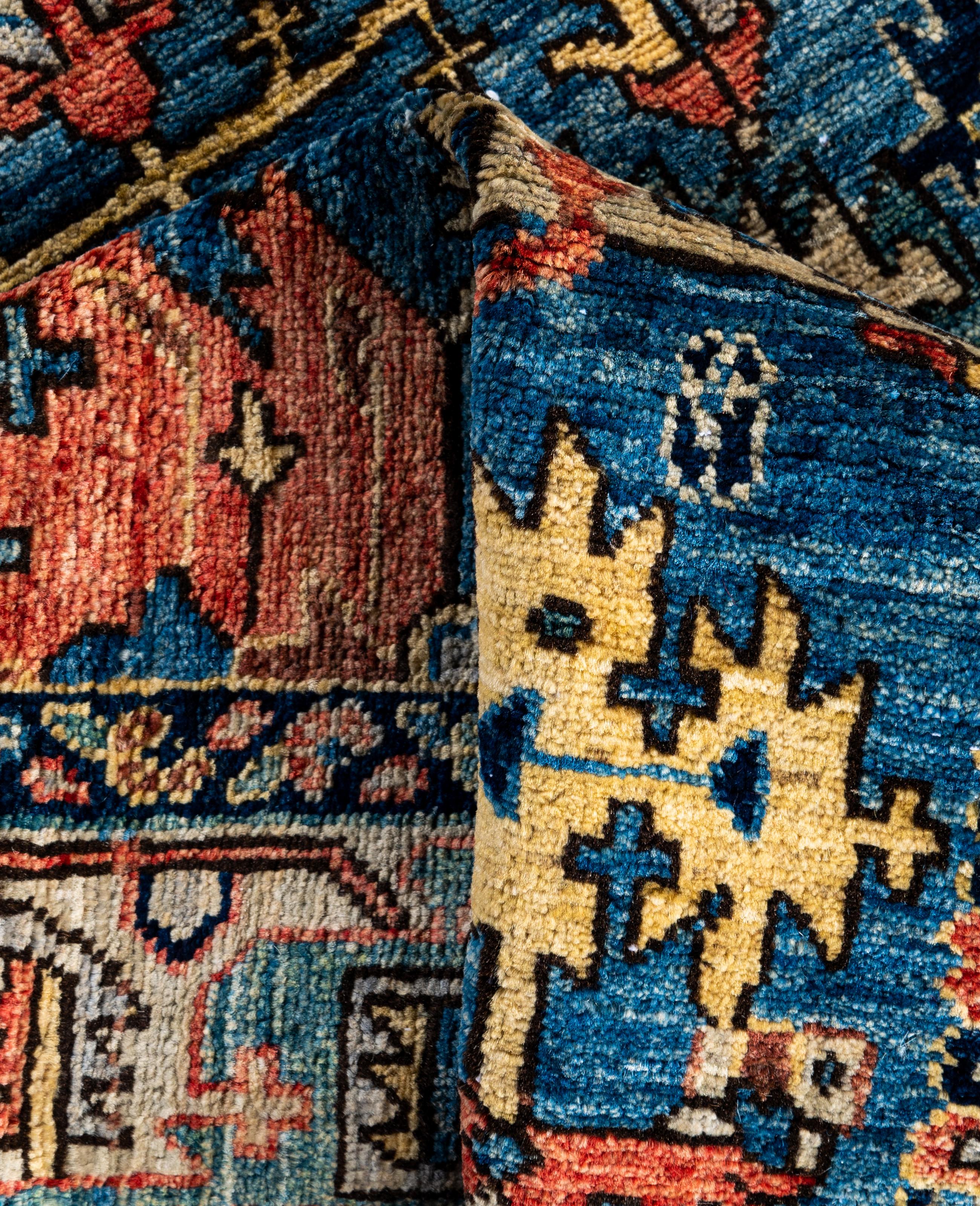 Serapi One-of-a-Kind Wolle Blau Bereich Teppich 3' 11