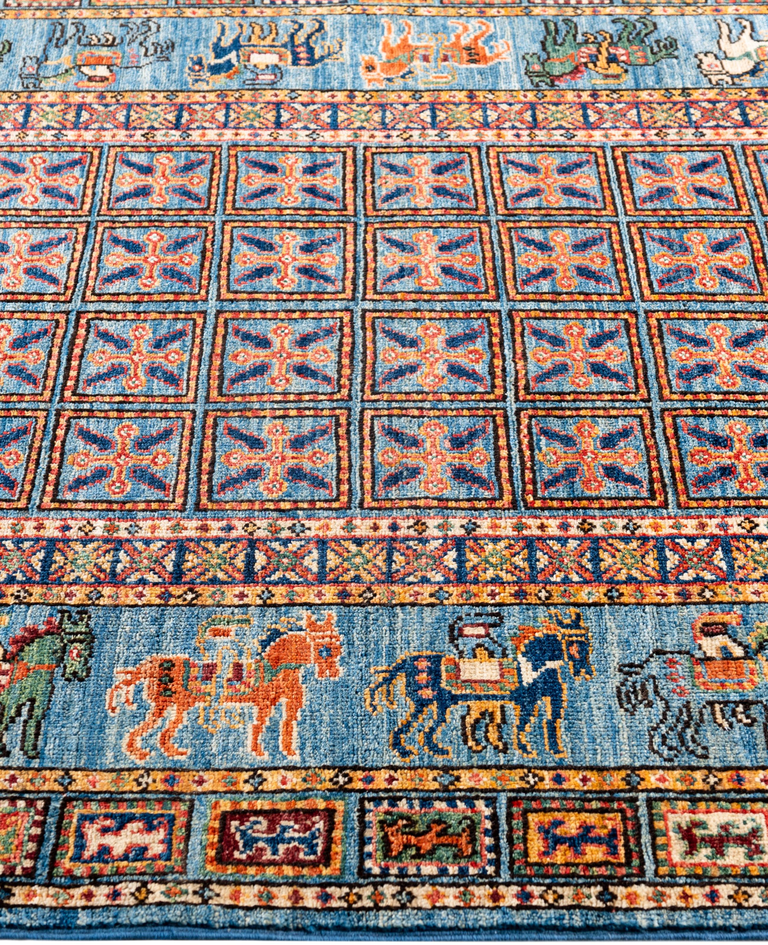 Serapi One-of-a-Kind Wolle Blau Bereich Teppich 4' 0