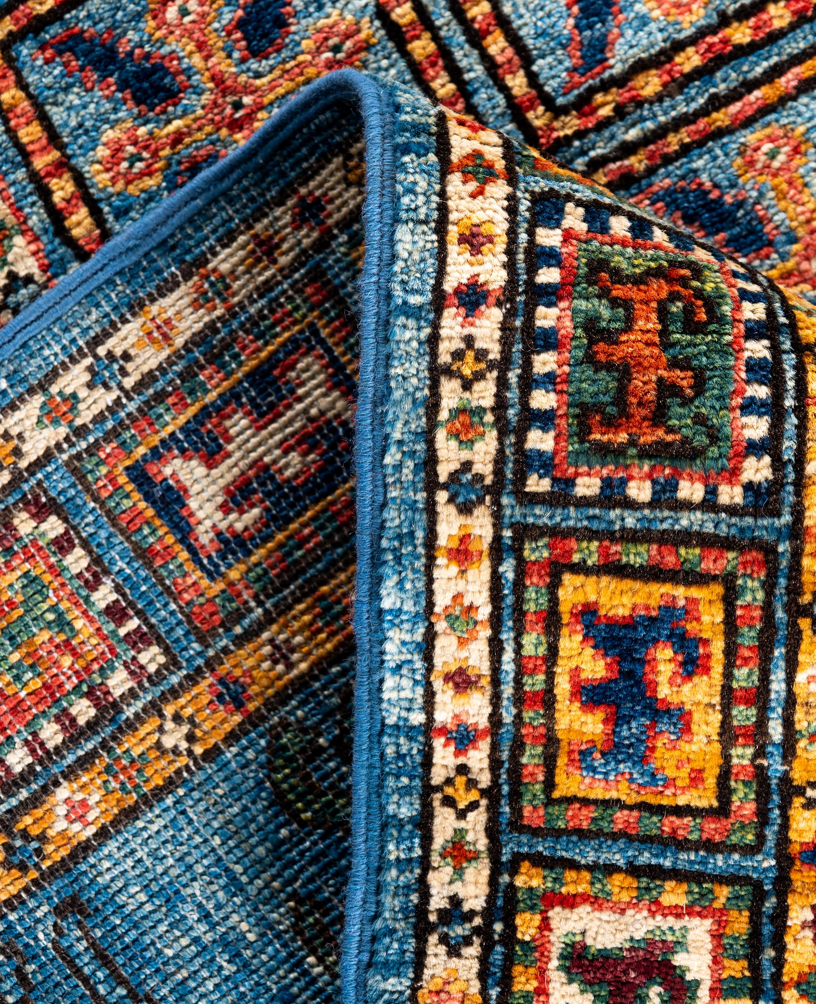 Serapi One-of-a-Kind Wolle Blau Bereich Teppich 4' 0