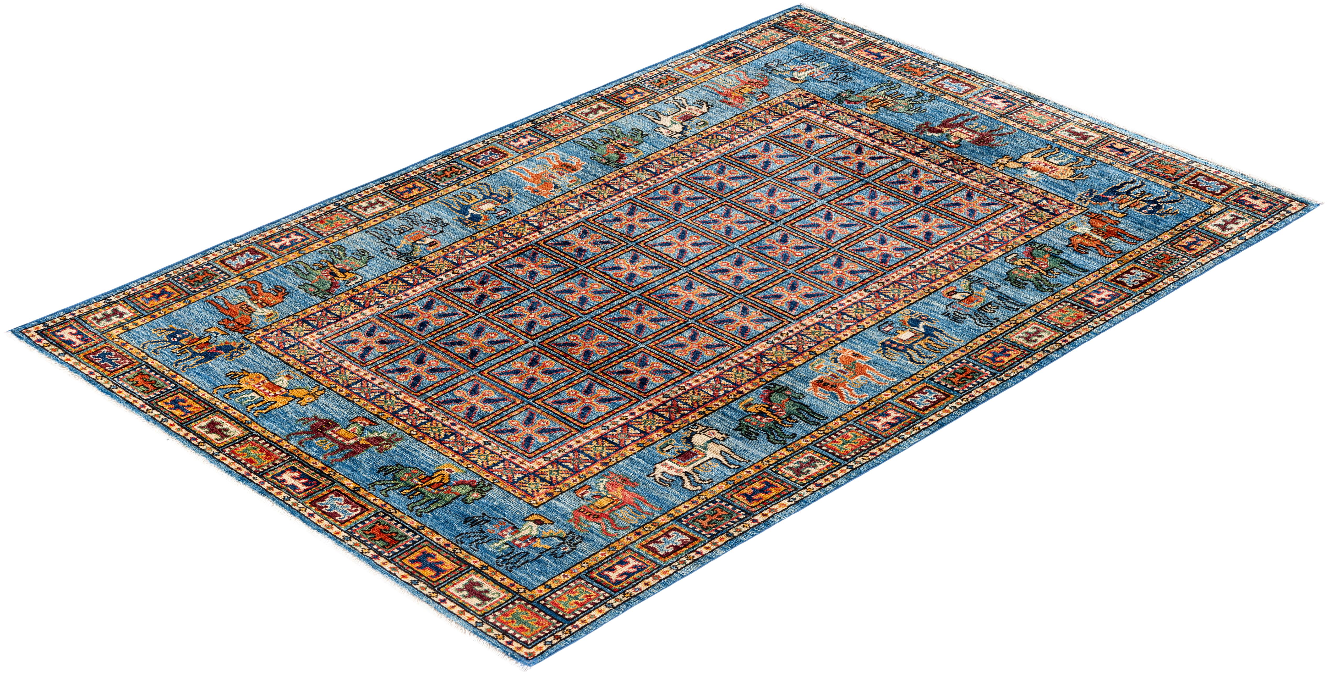 Serapi One-of-a-Kind Wolle Blau Bereich Teppich 4' 0