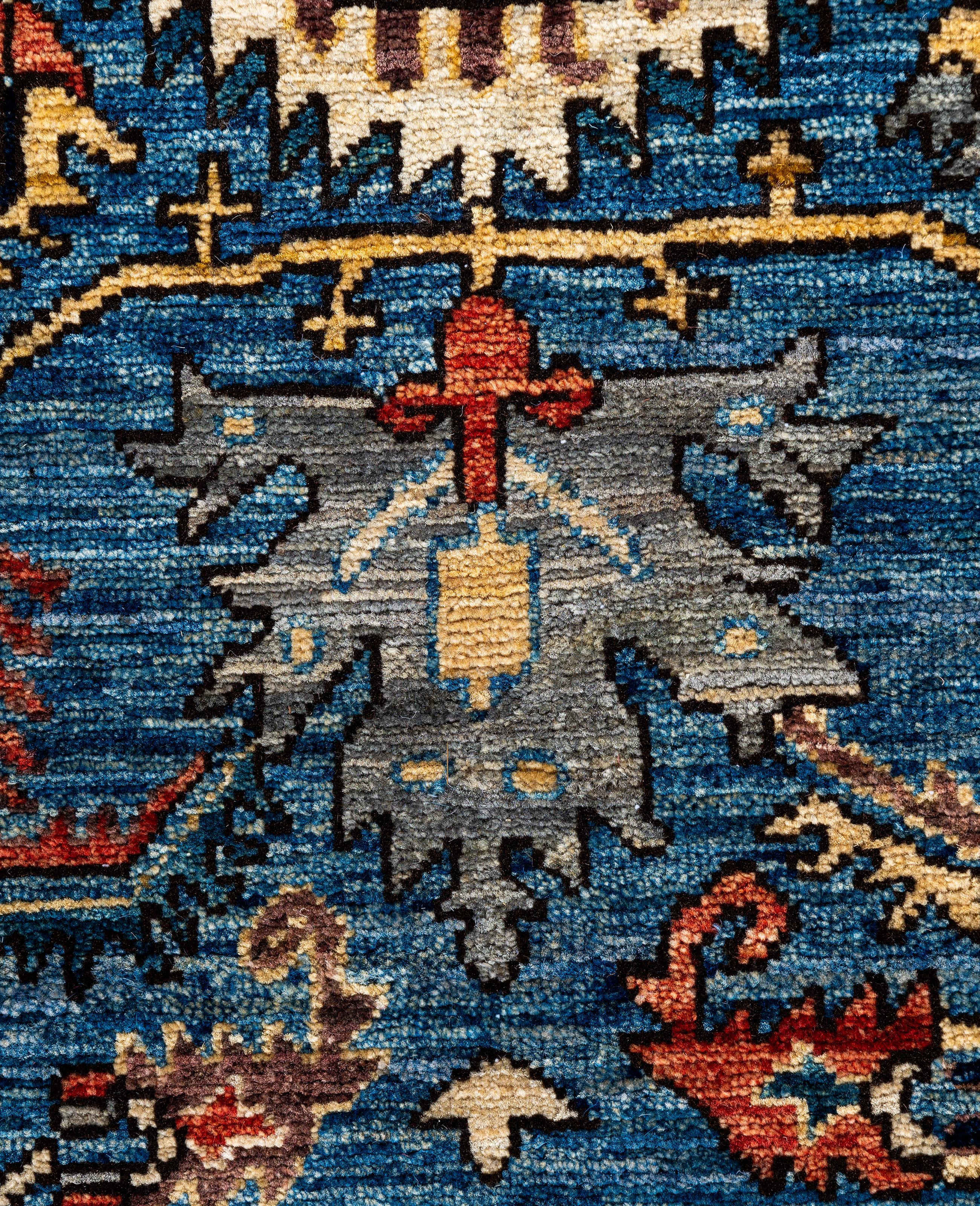 Serapi One-of-a-Kind Wolle Blau Bereich Teppich 4' 1
