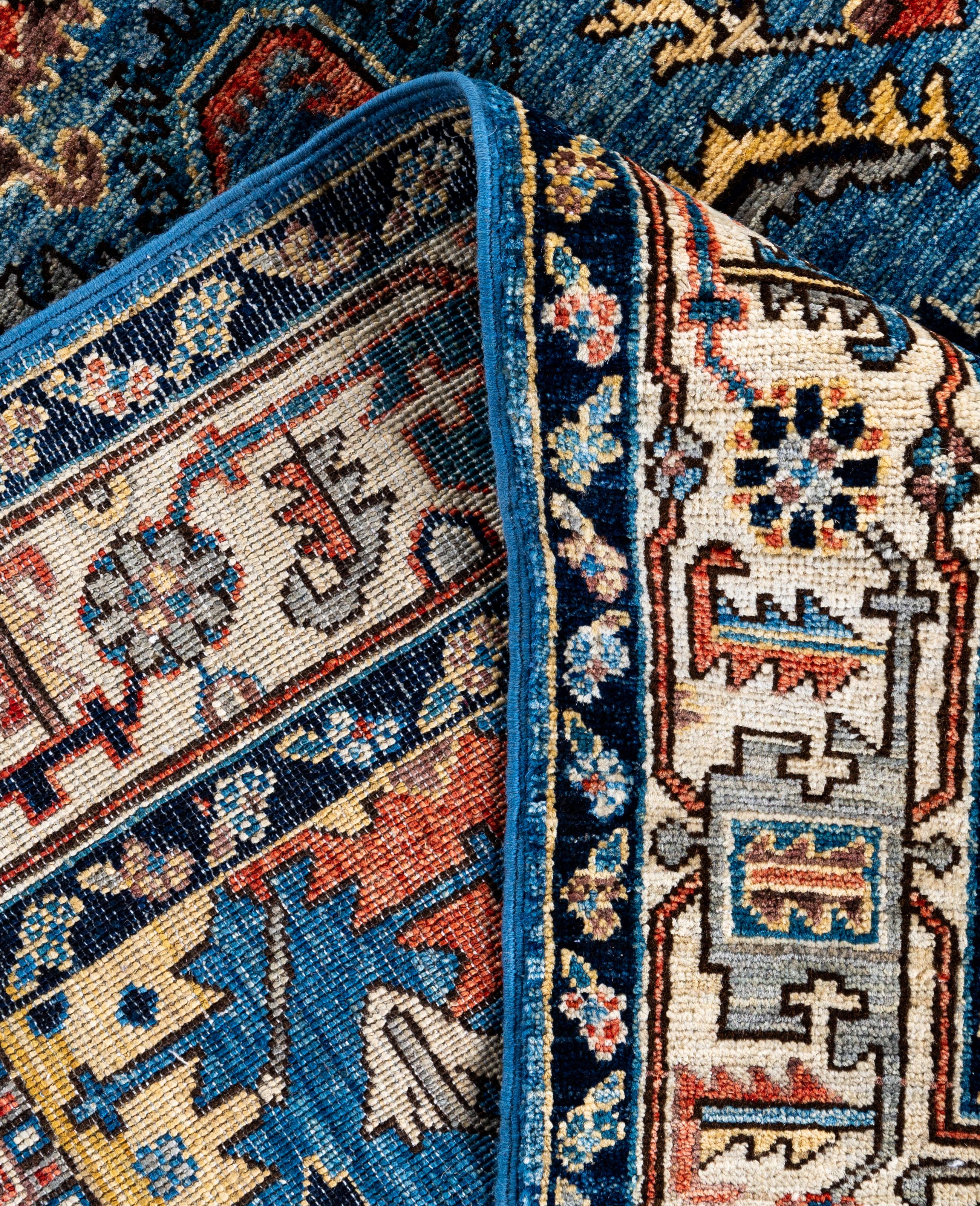 Serapi One-of-a-Kind Wolle Blau Bereich Teppich 4' 1