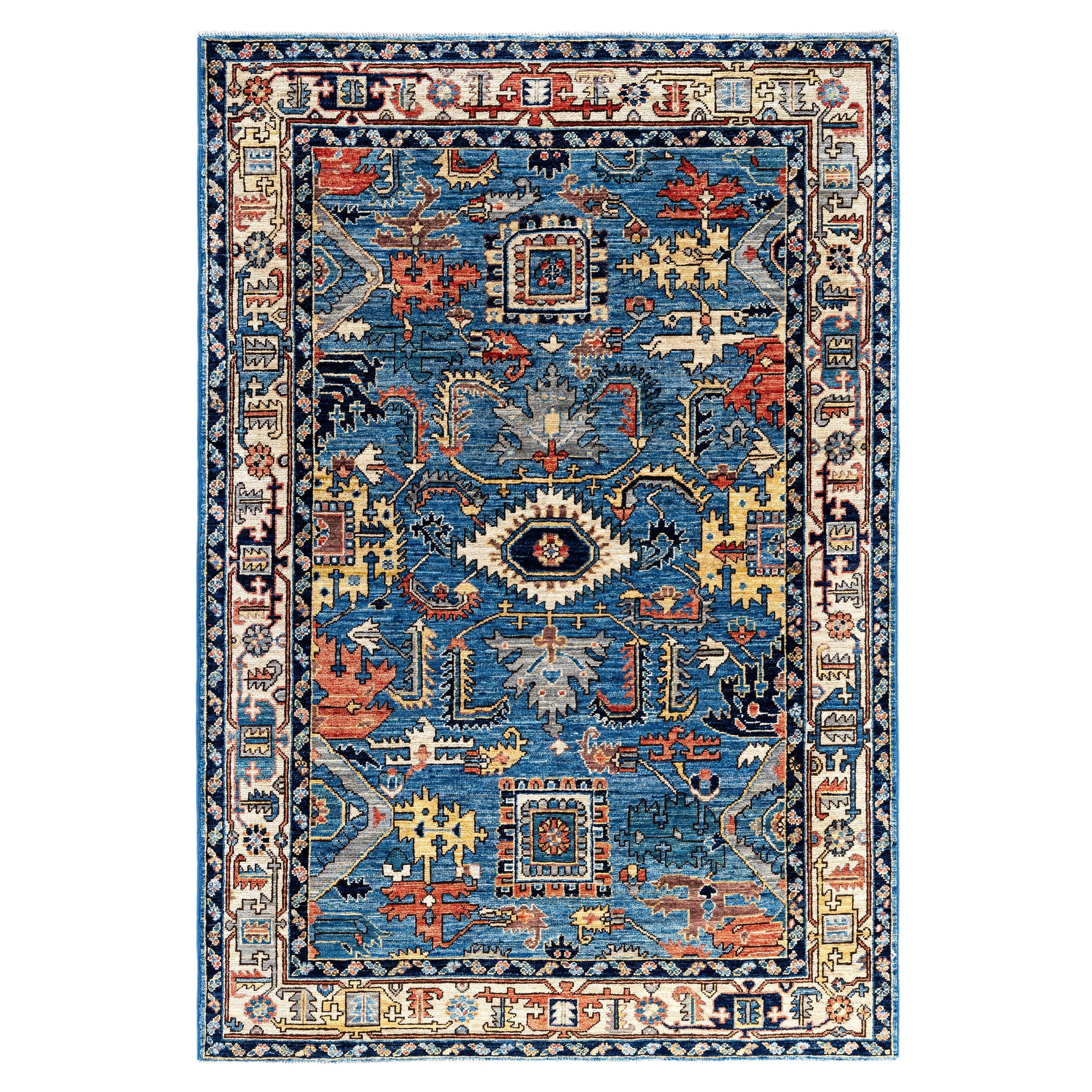 Serapi One-of-a-Kind Wolle Blau Bereich Teppich 4' 1" x 5' 11"
