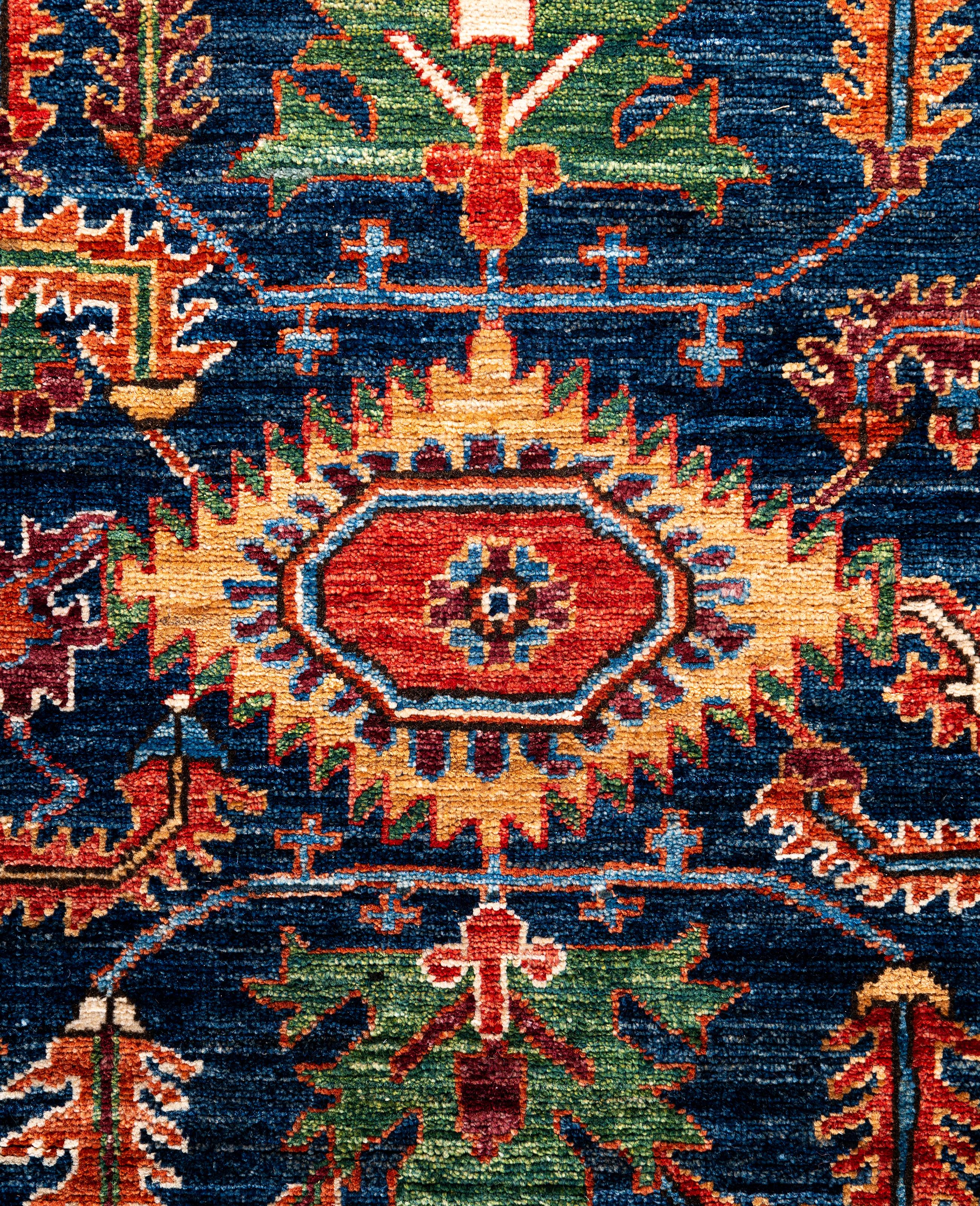 Serapi One-of-a-Kind Wolle Blau Bereich Teppich 4' 1