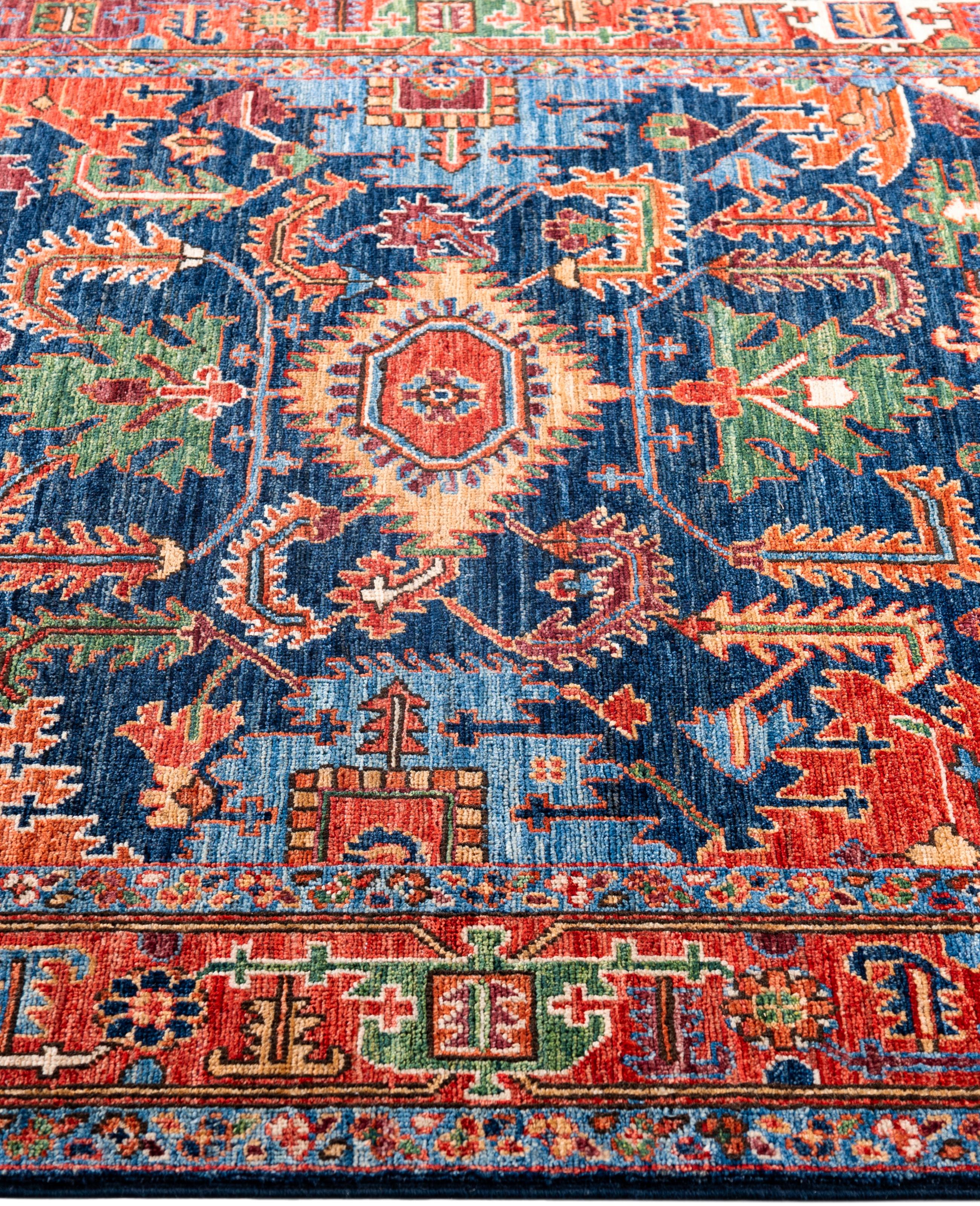 Serapi One-of-a-Kind Wolle Blau Bereich Teppich 4' 1