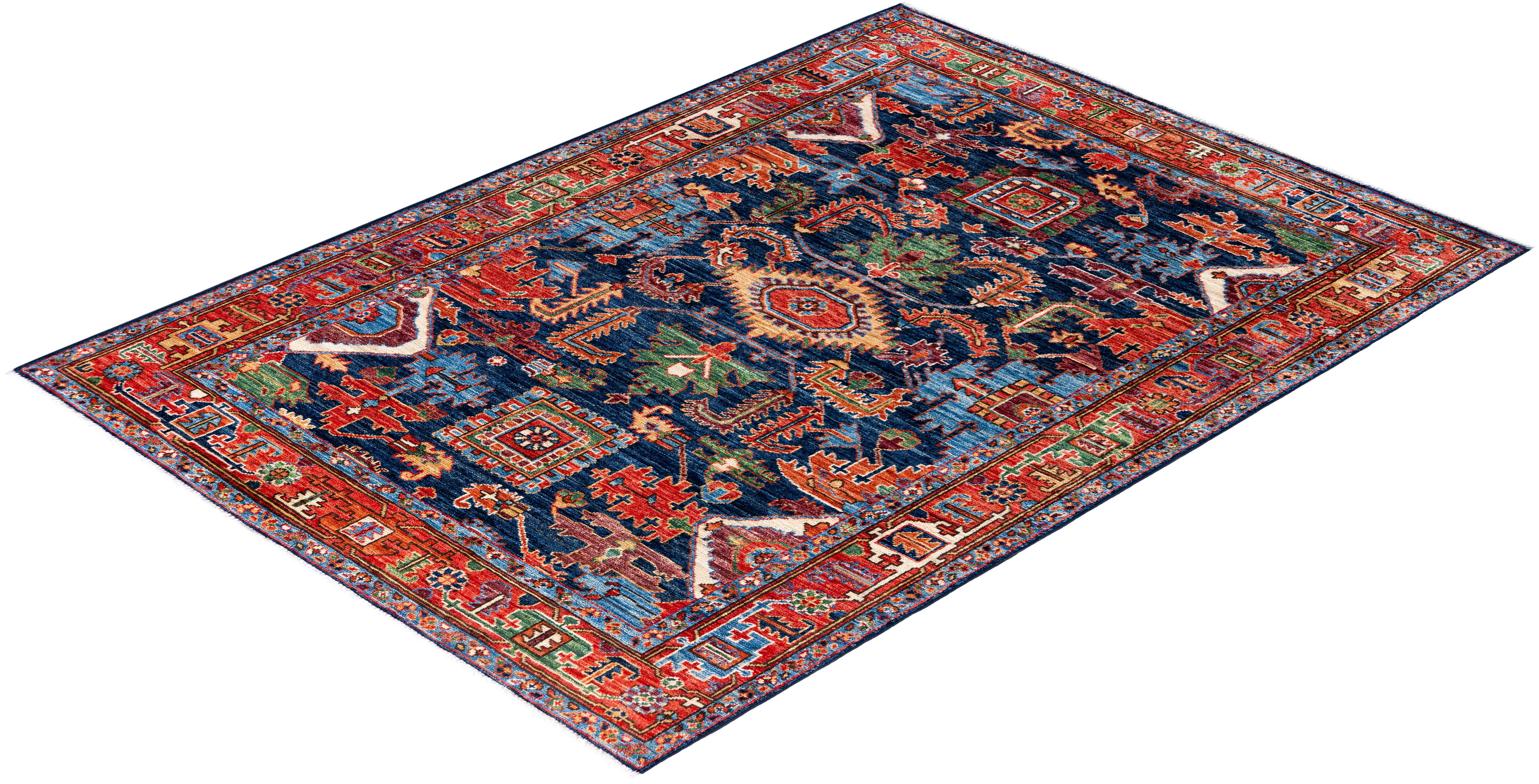 Serapi One-of-a-Kind Wolle Blau Bereich Teppich 4' 1
