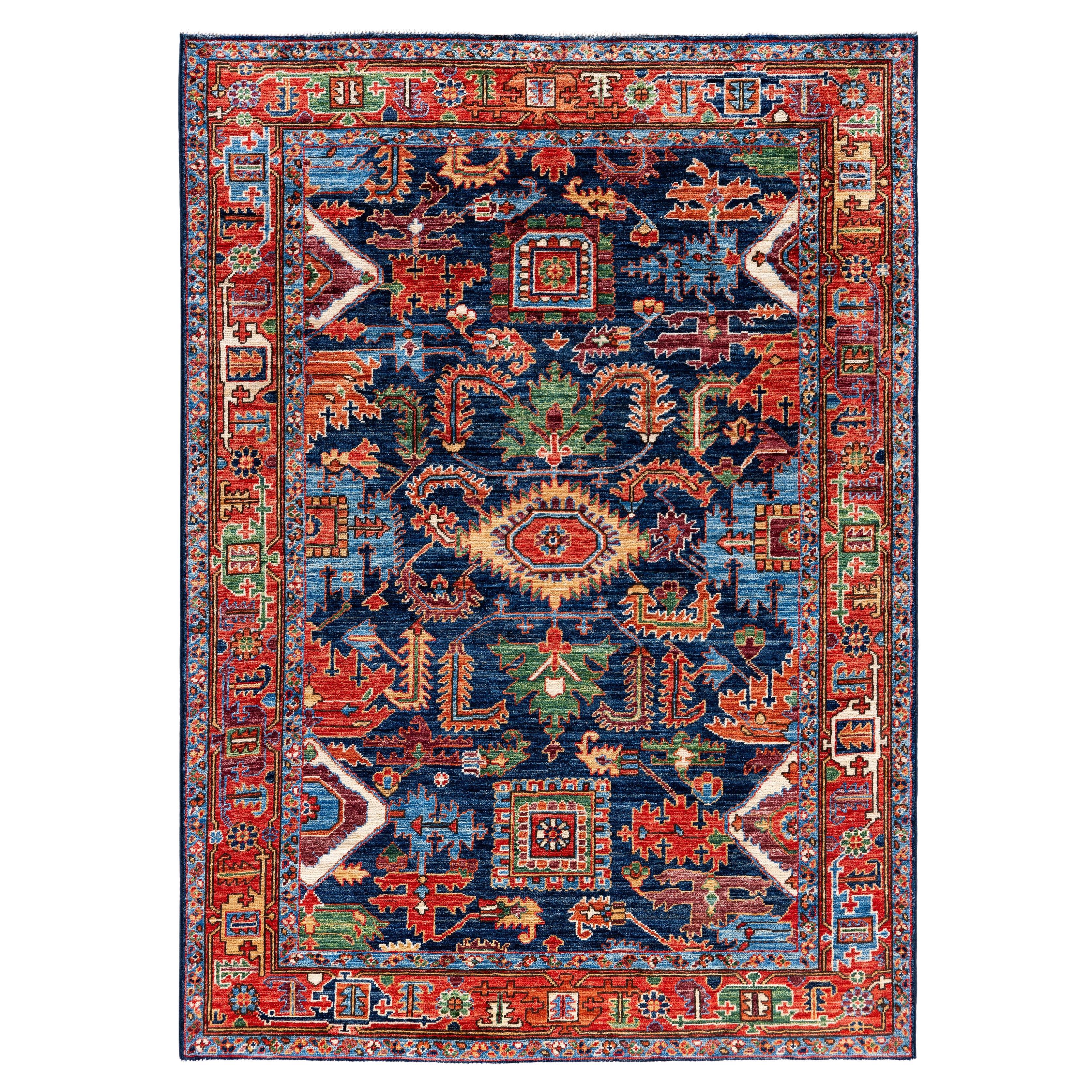 Serapi One-of-a-Kind Wolle Blau Bereich Teppich 4' 1" x 5' 9"