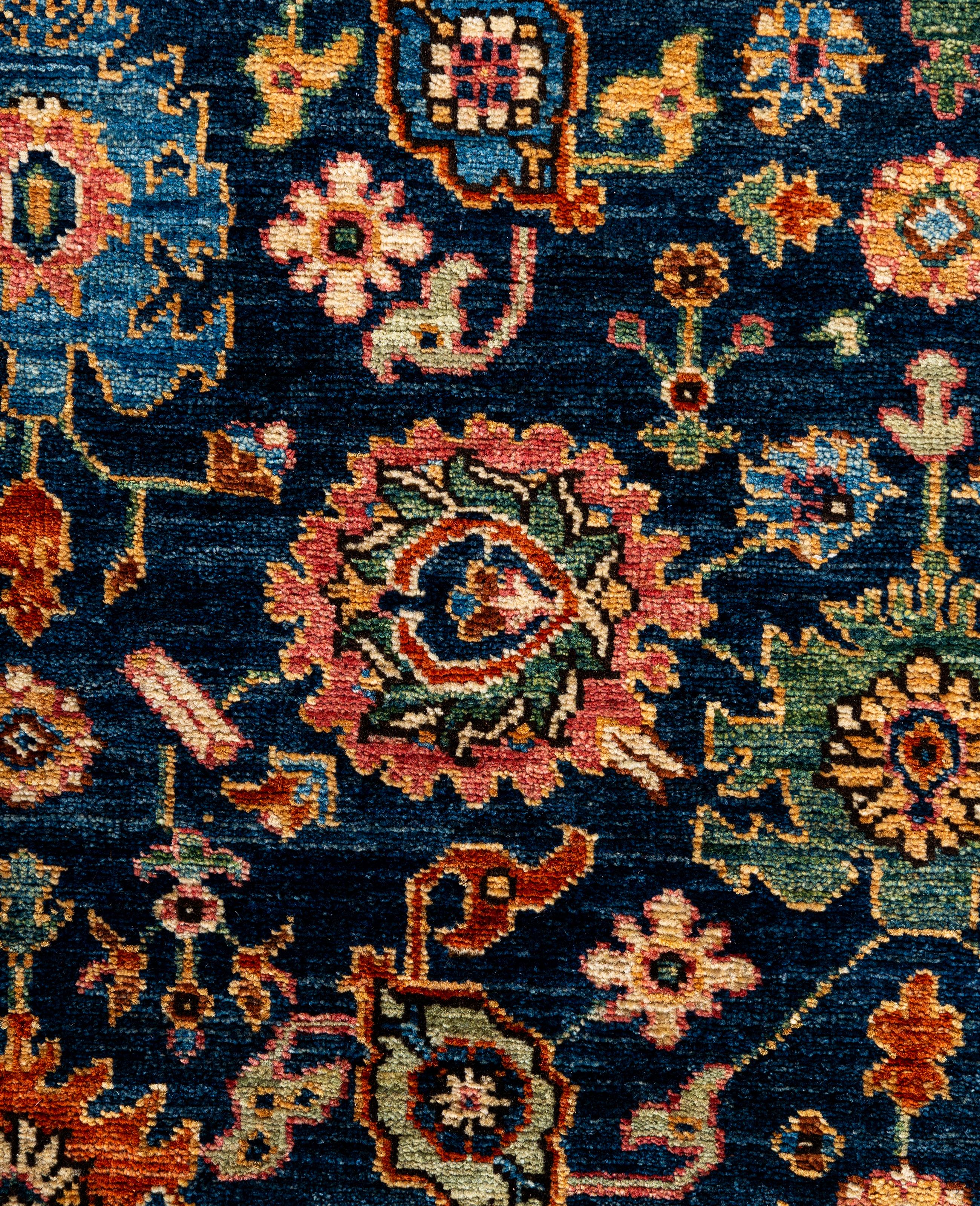Serapi One-of-a-Kind Wolle Blau Bereich Teppich 4' 3