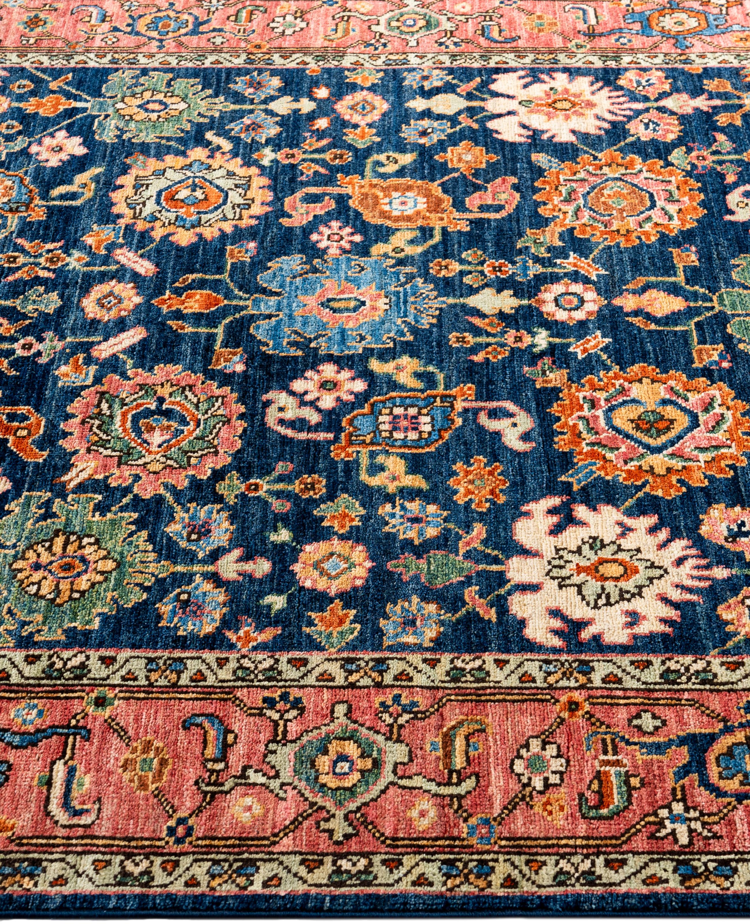 Serapi One-of-a-Kind Wolle Blau Bereich Teppich 4' 3