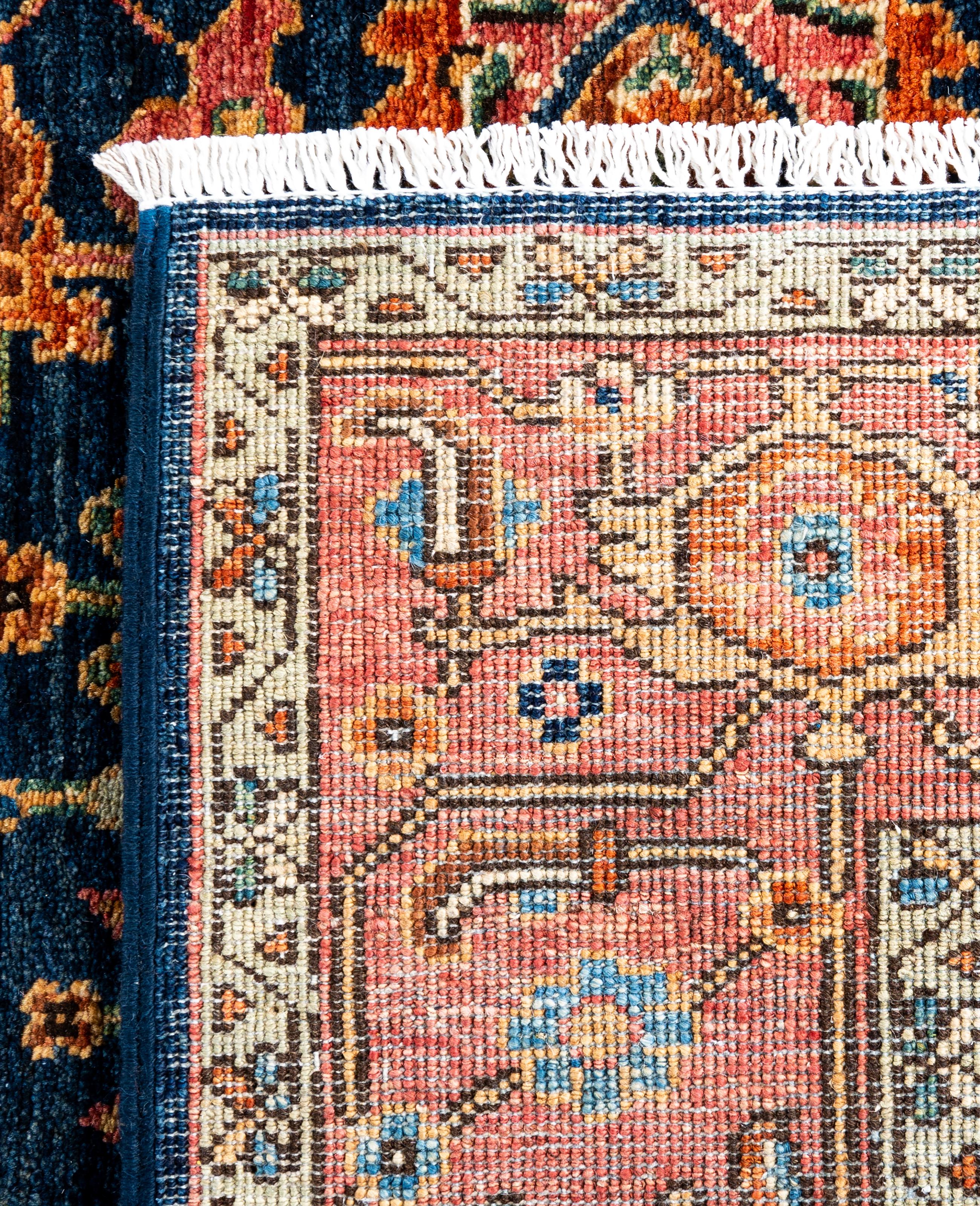 Serapi One-of-a-Kind Wolle Blau Bereich Teppich 4' 3
