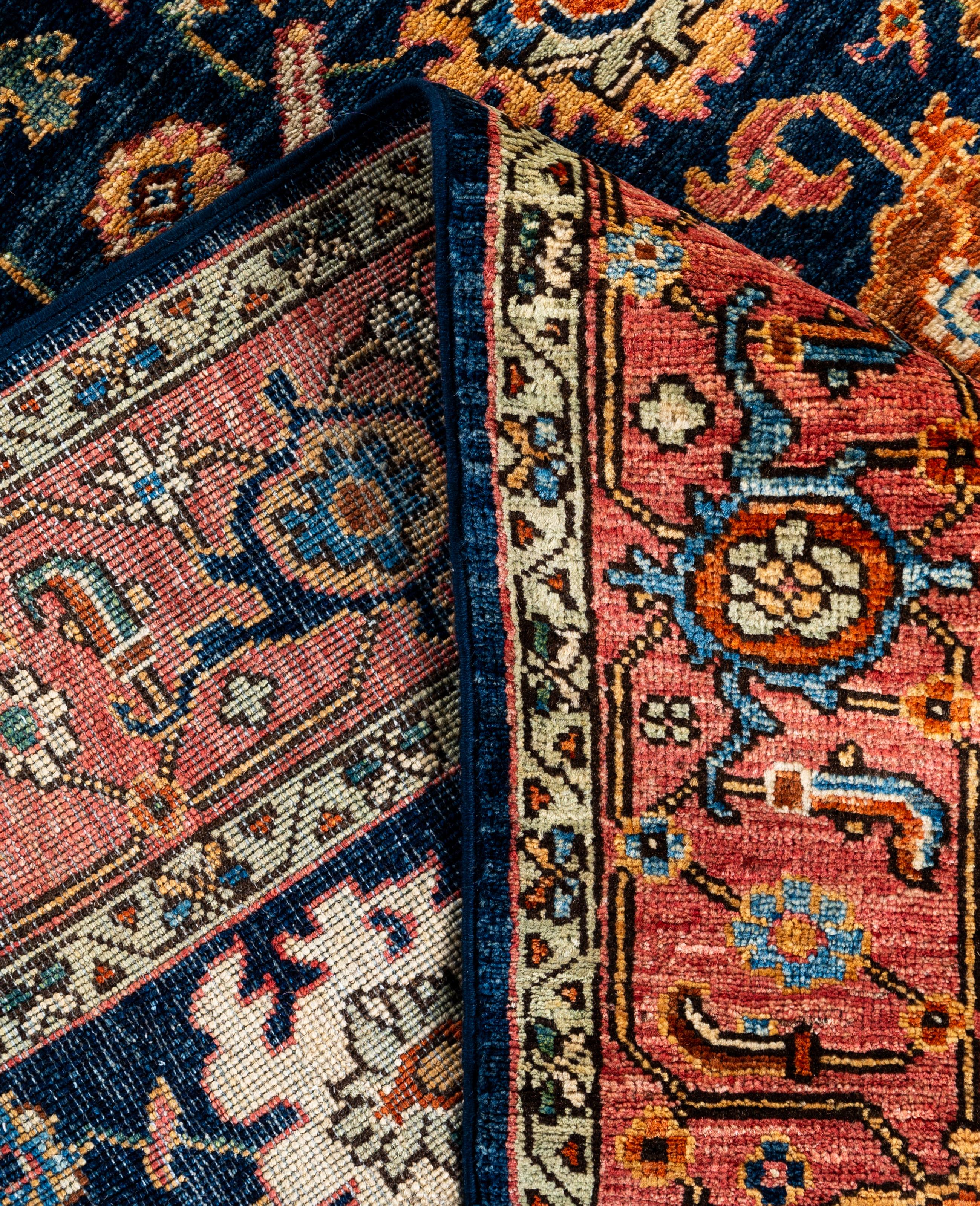 Serapi One-of-a-Kind Wolle Blau Bereich Teppich 4' 3