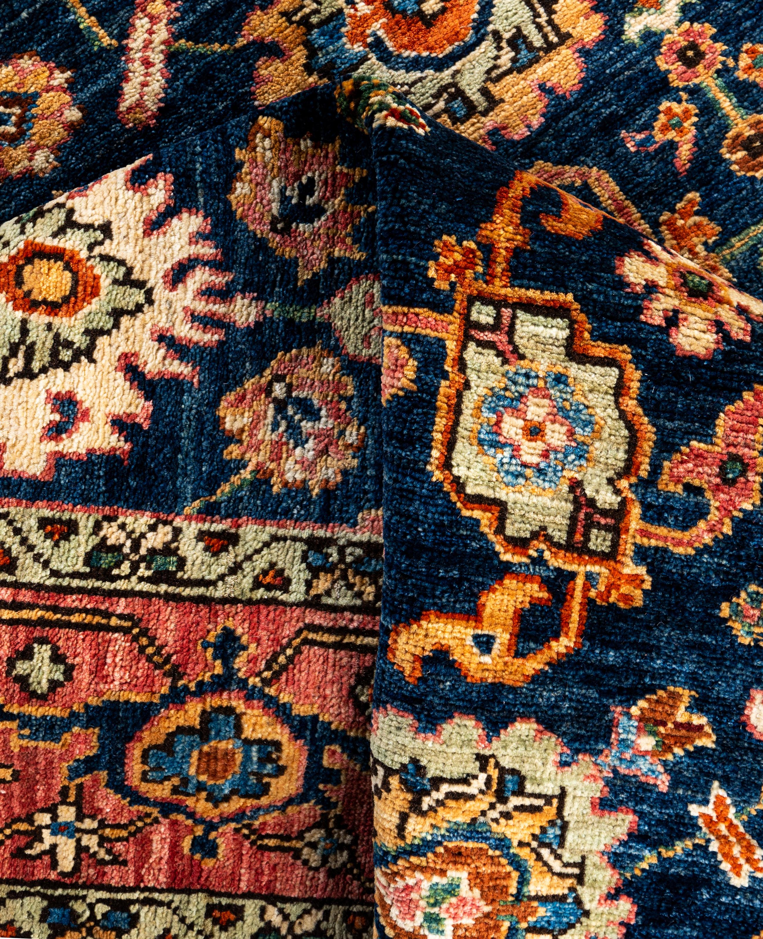 Serapi One-of-a-Kind Wolle Blau Bereich Teppich 4' 3