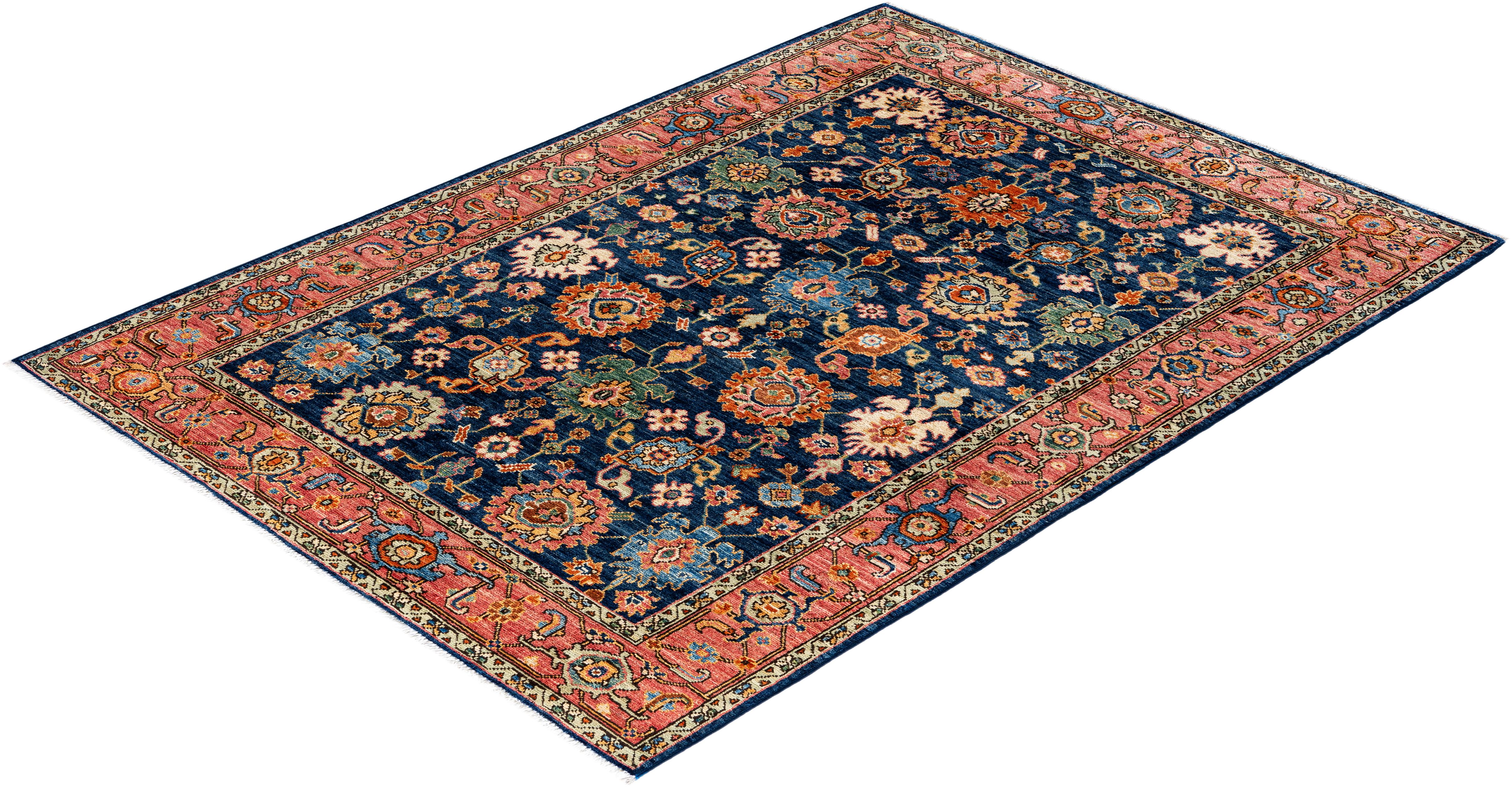 Serapi One-of-a-Kind Wolle Blau Bereich Teppich 4' 3